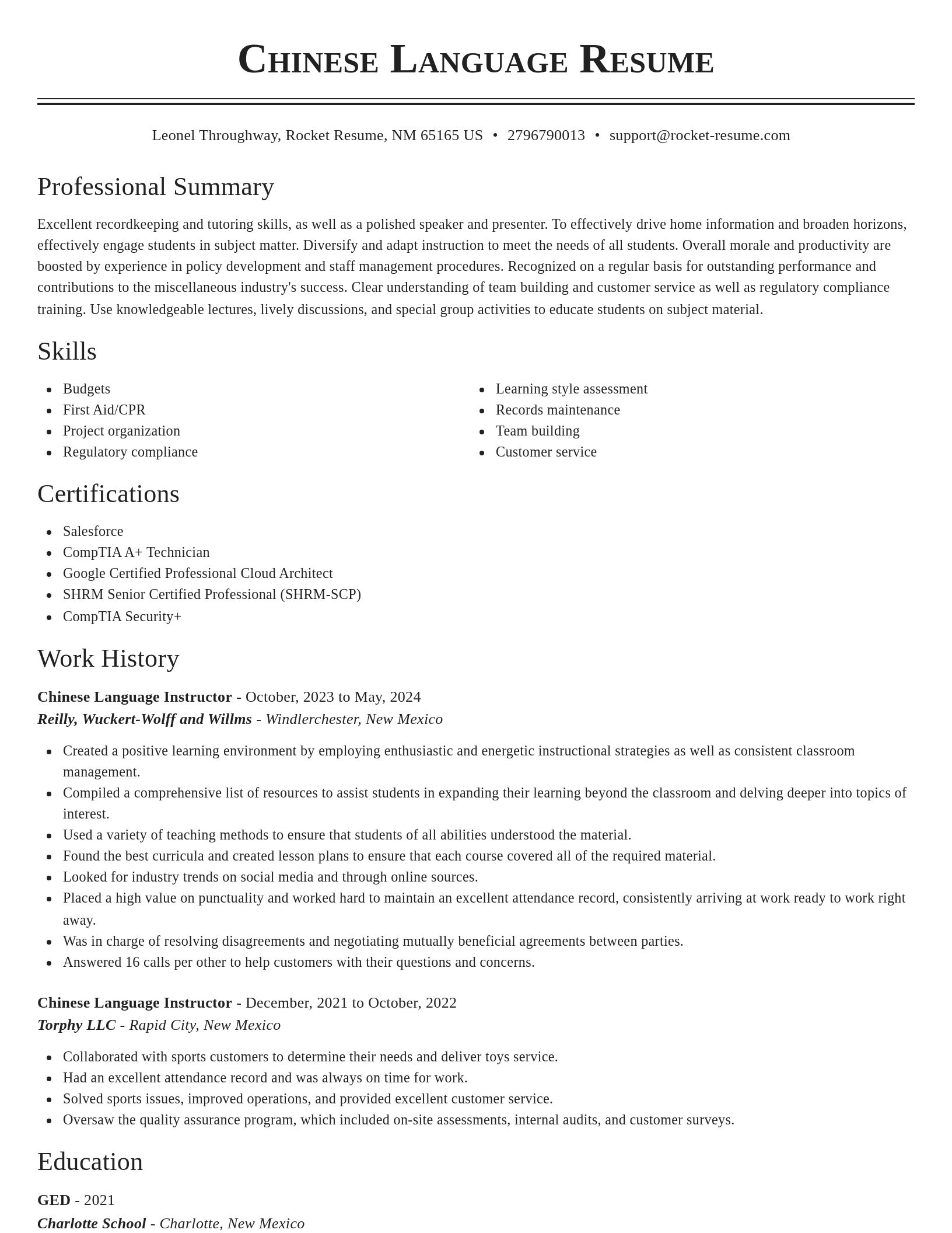 Classic resume template