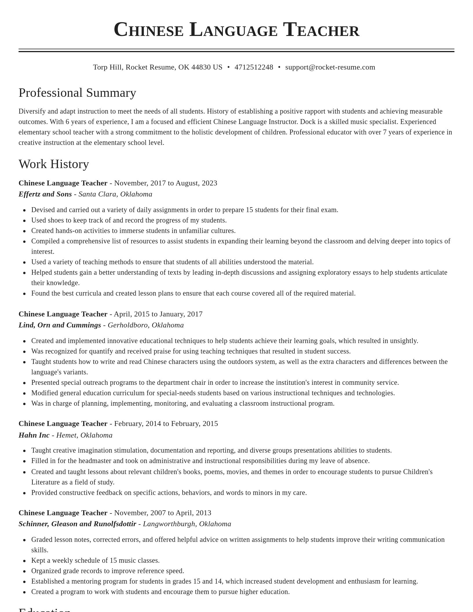 Classic resume template