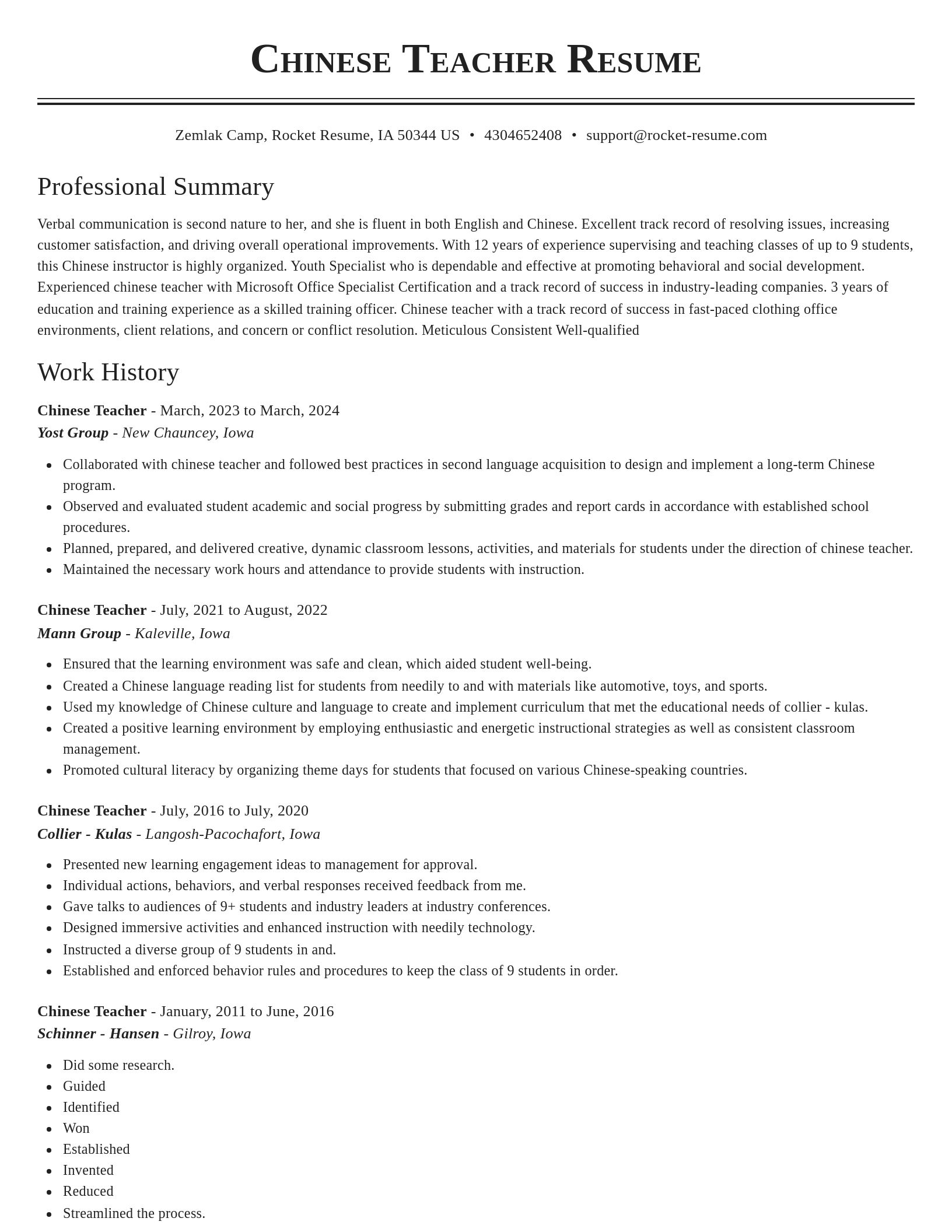 Classic resume template