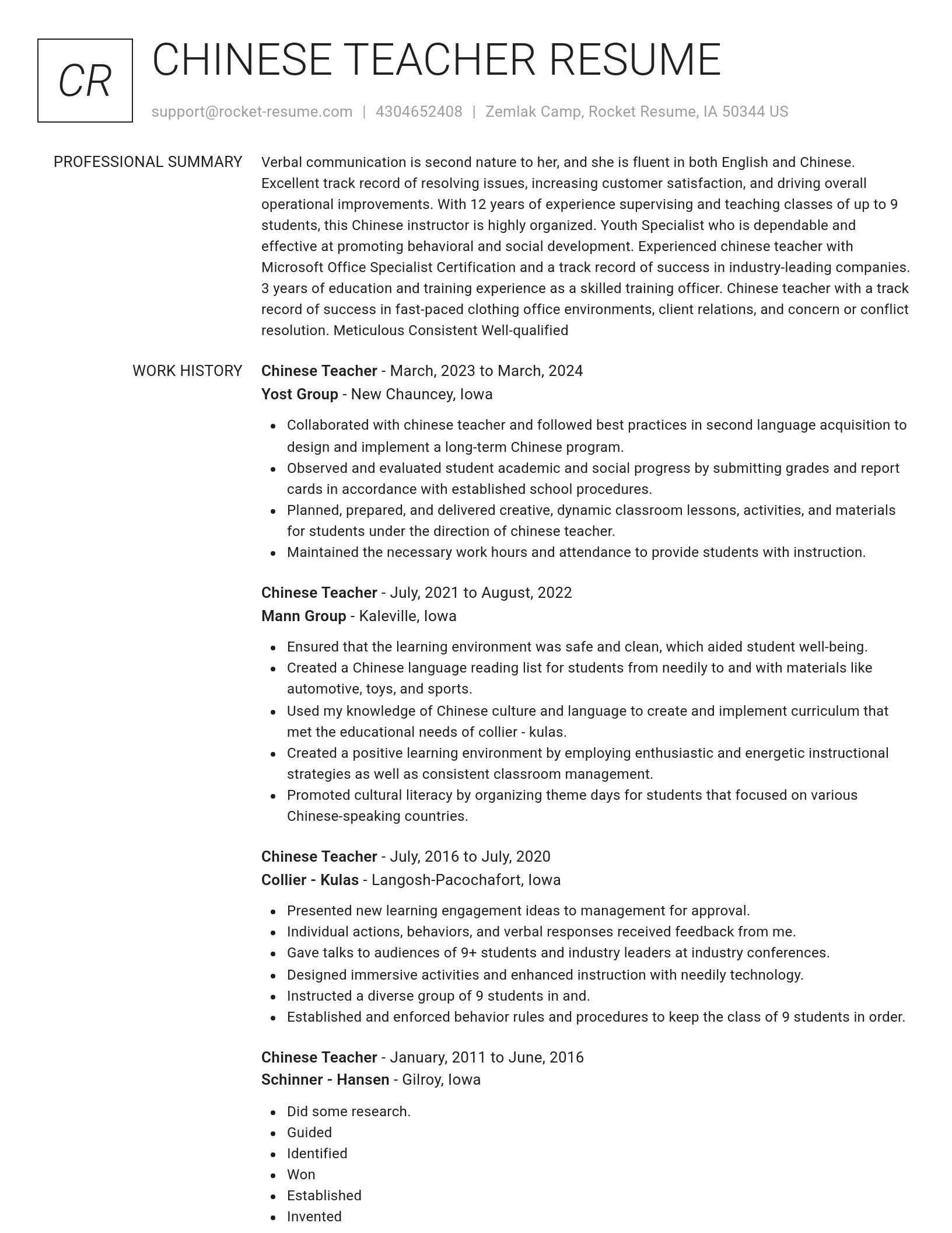 Renowned resume template
