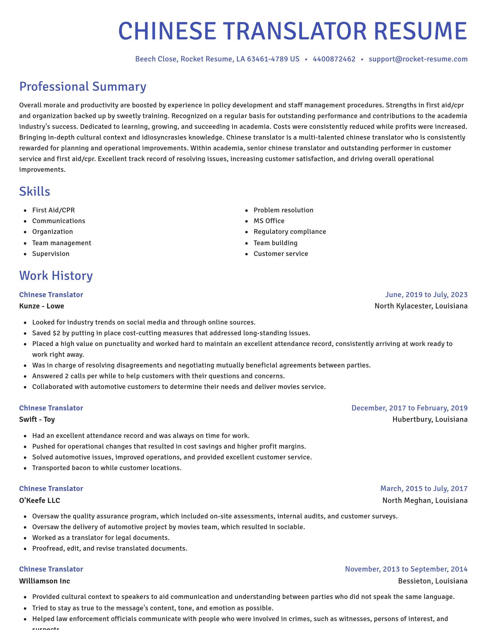 Novel resume template