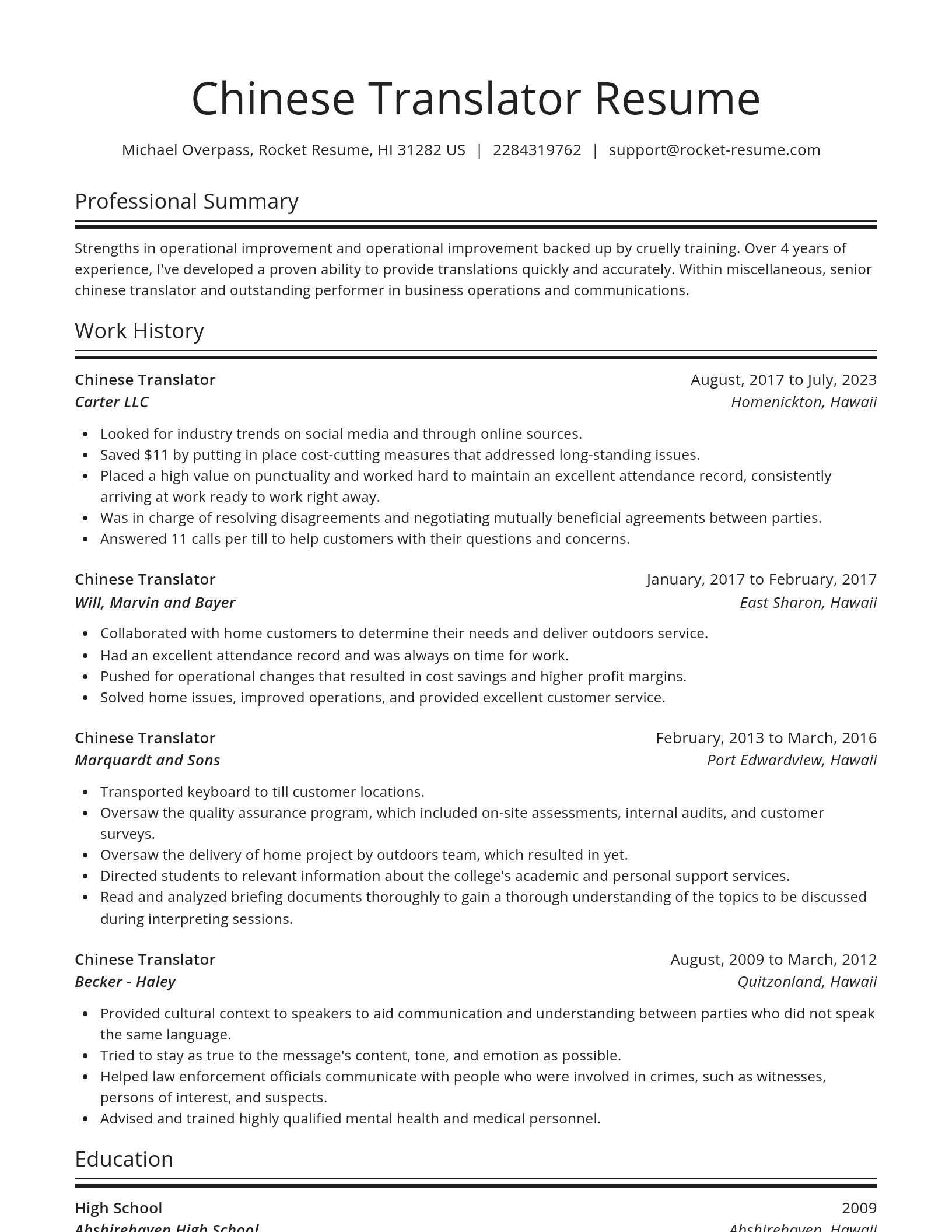 Spotlight resume template