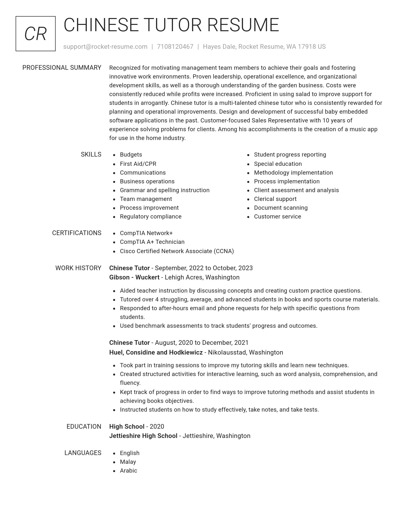 Renowned resume template