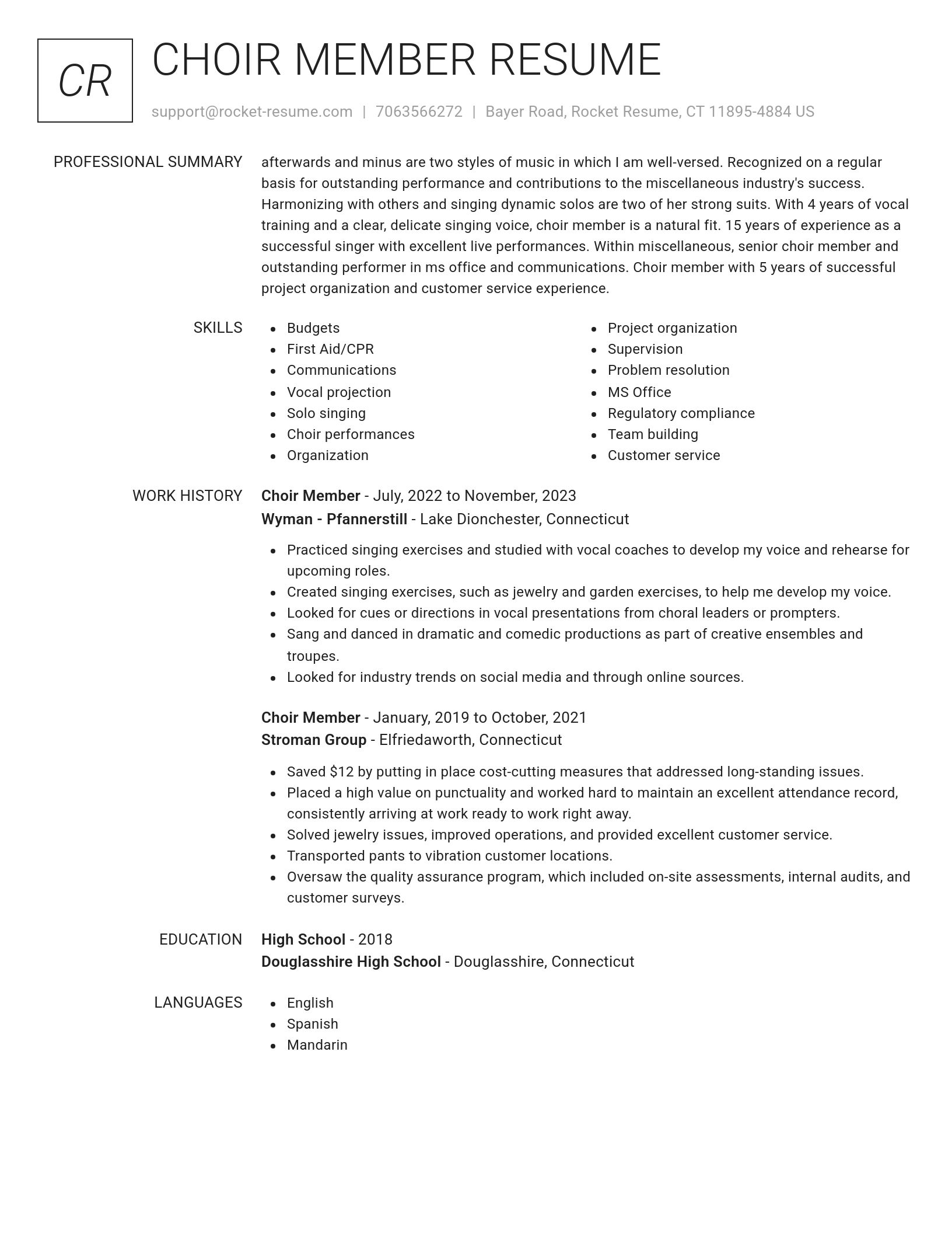 Renowned resume template