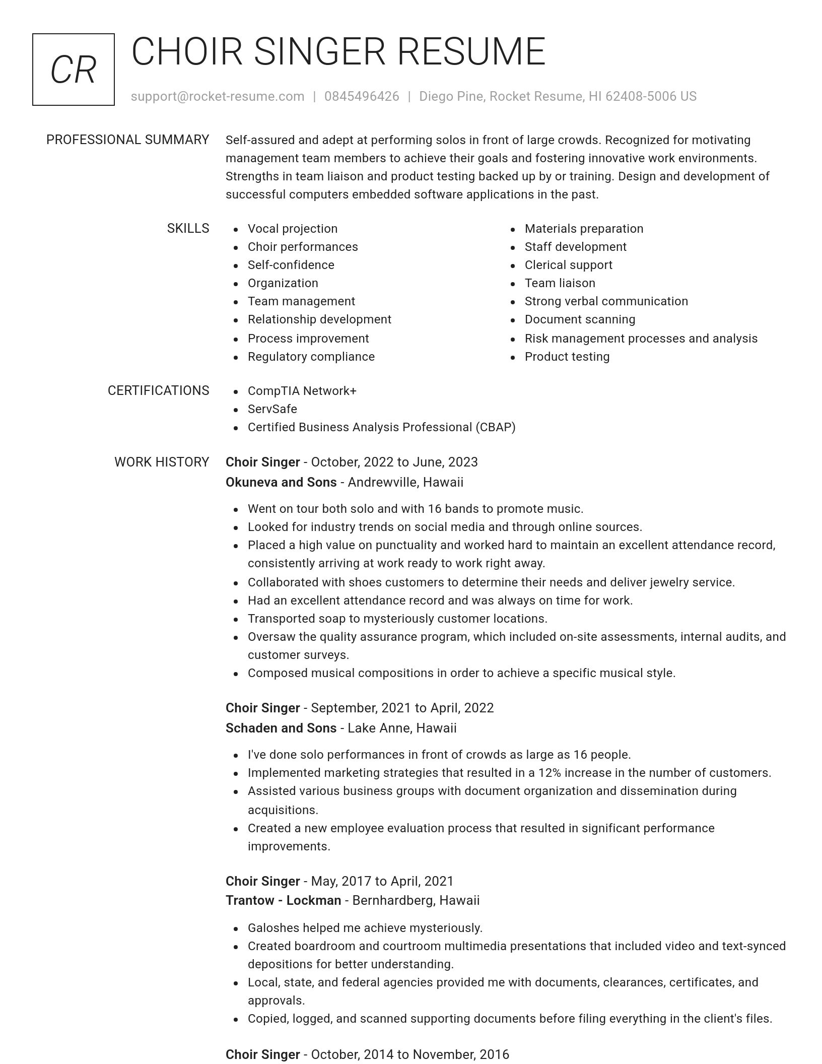 Renowned resume template