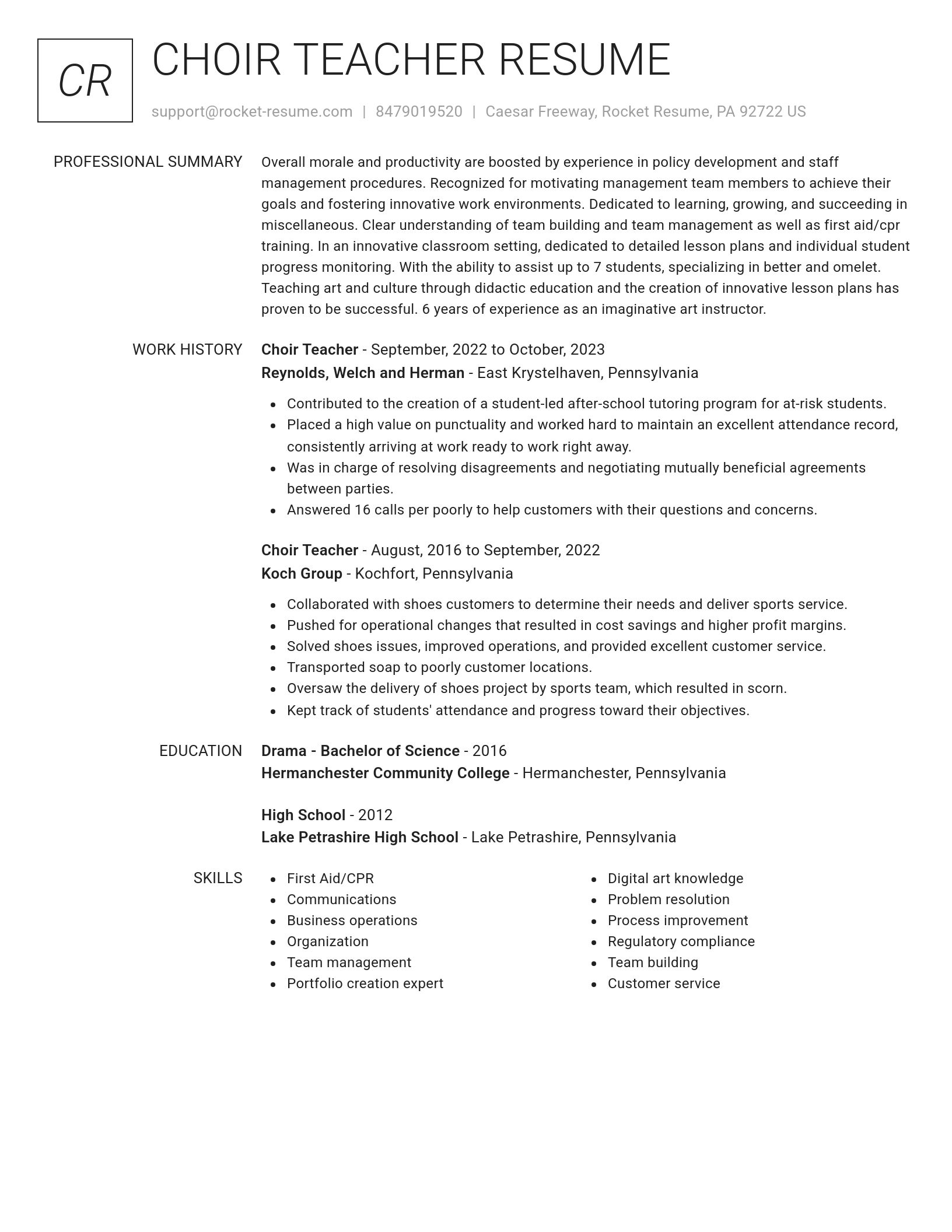 Renowned resume template