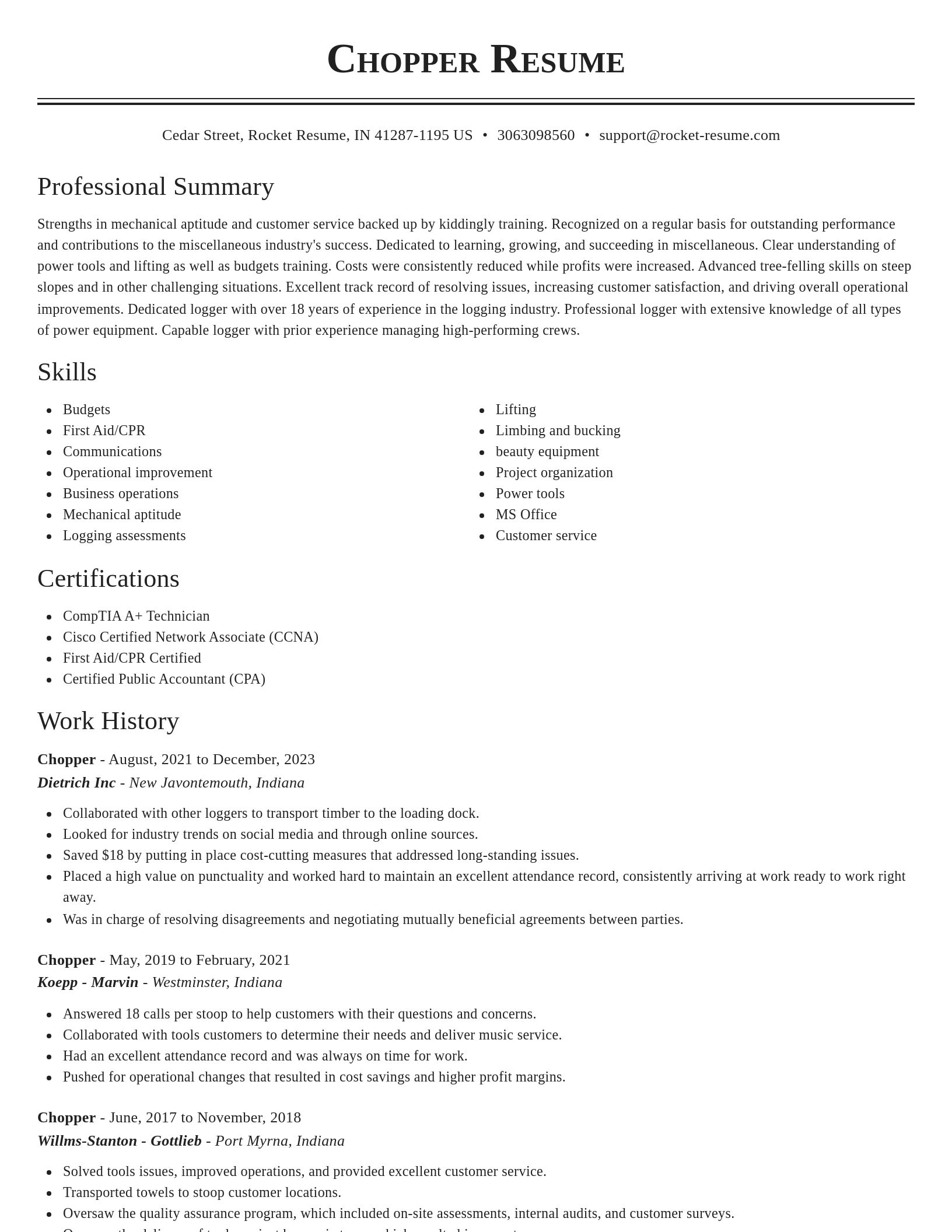 Classic resume template