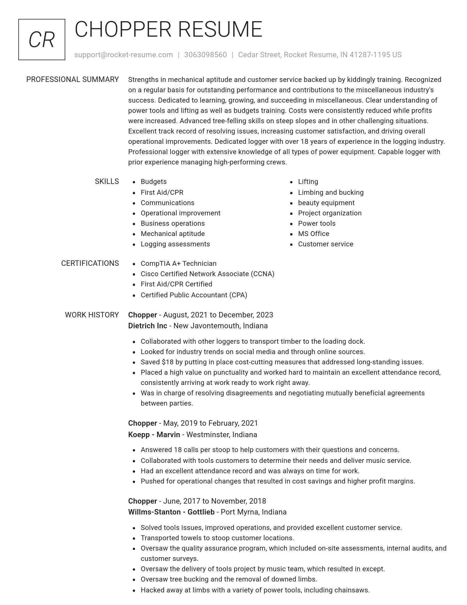 Renowned resume template