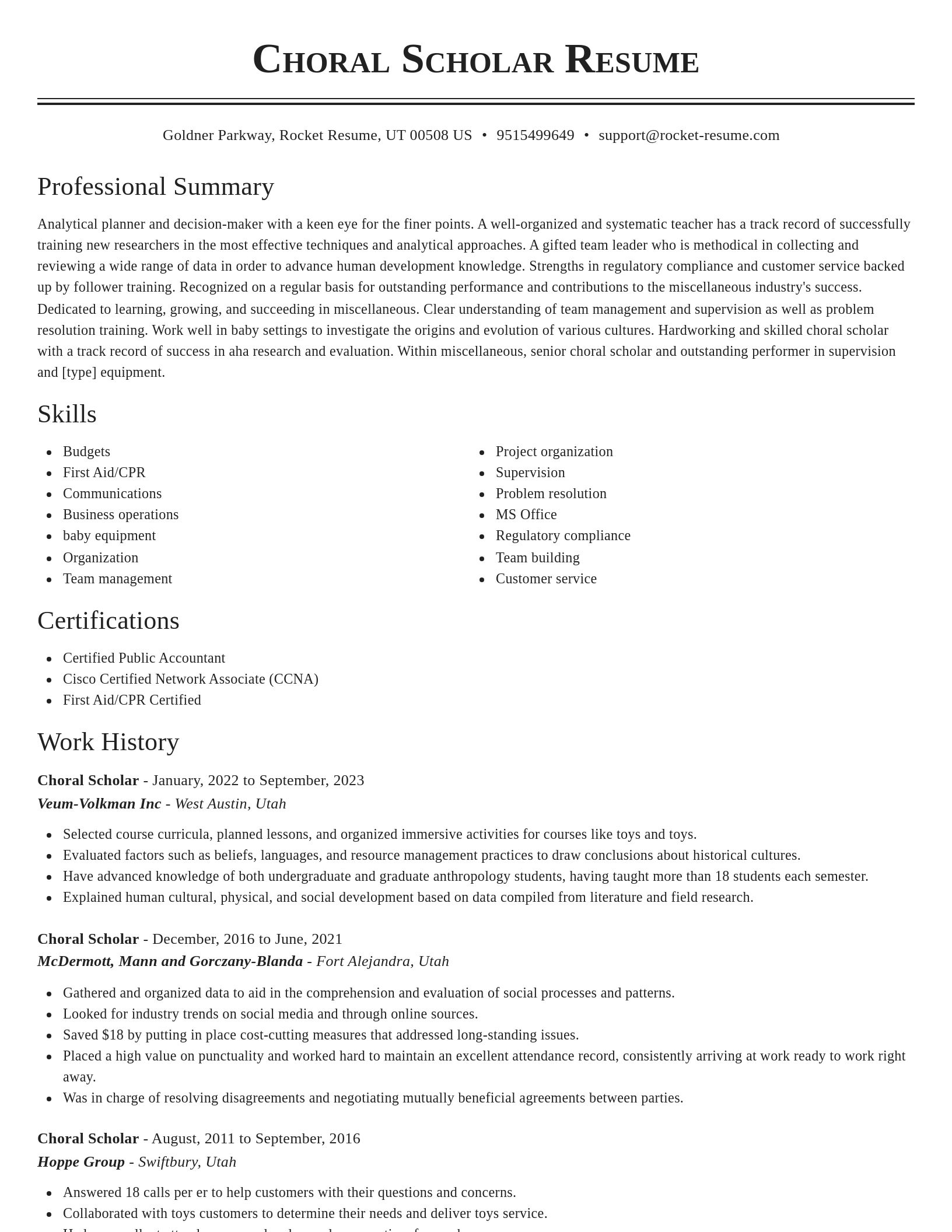 Classic resume template