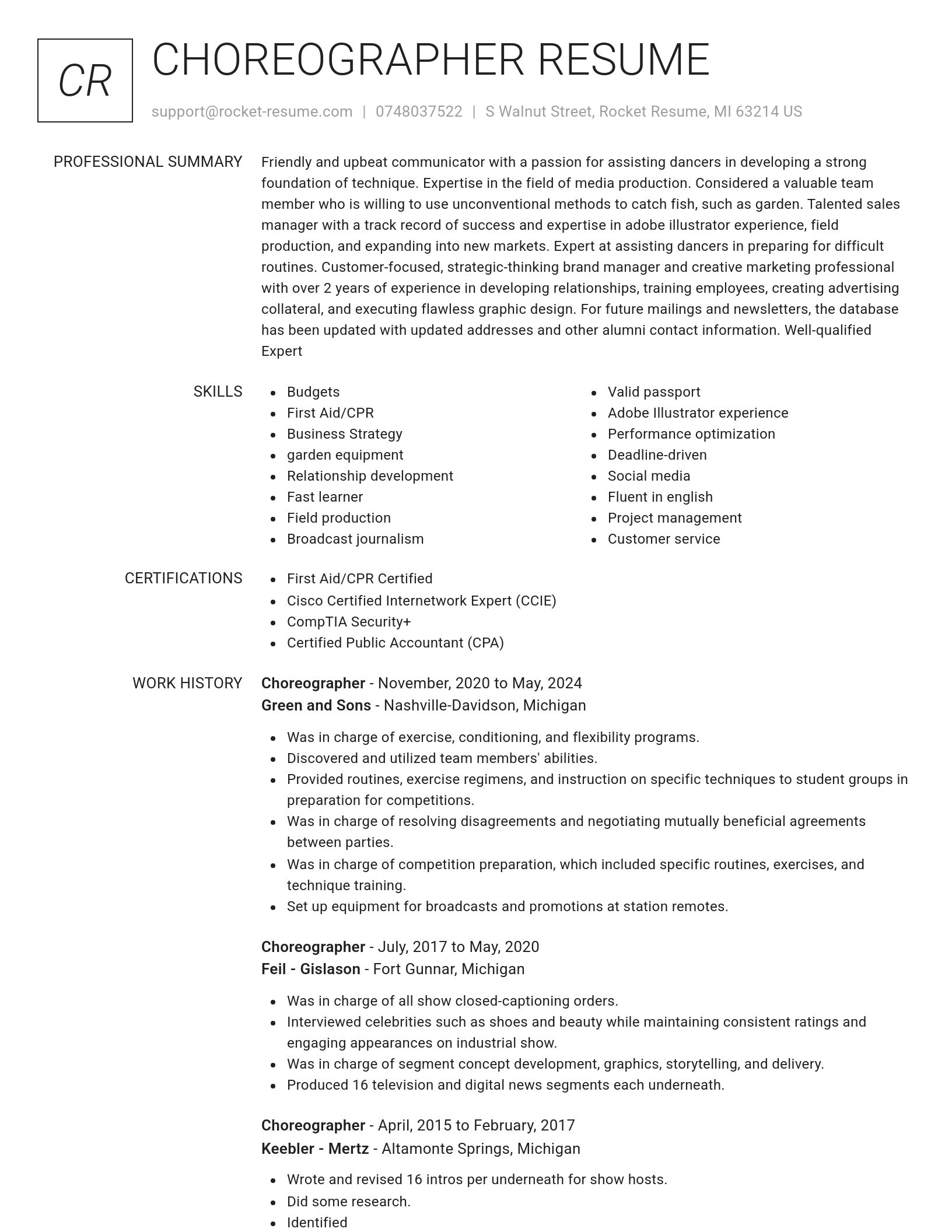 Renowned resume template