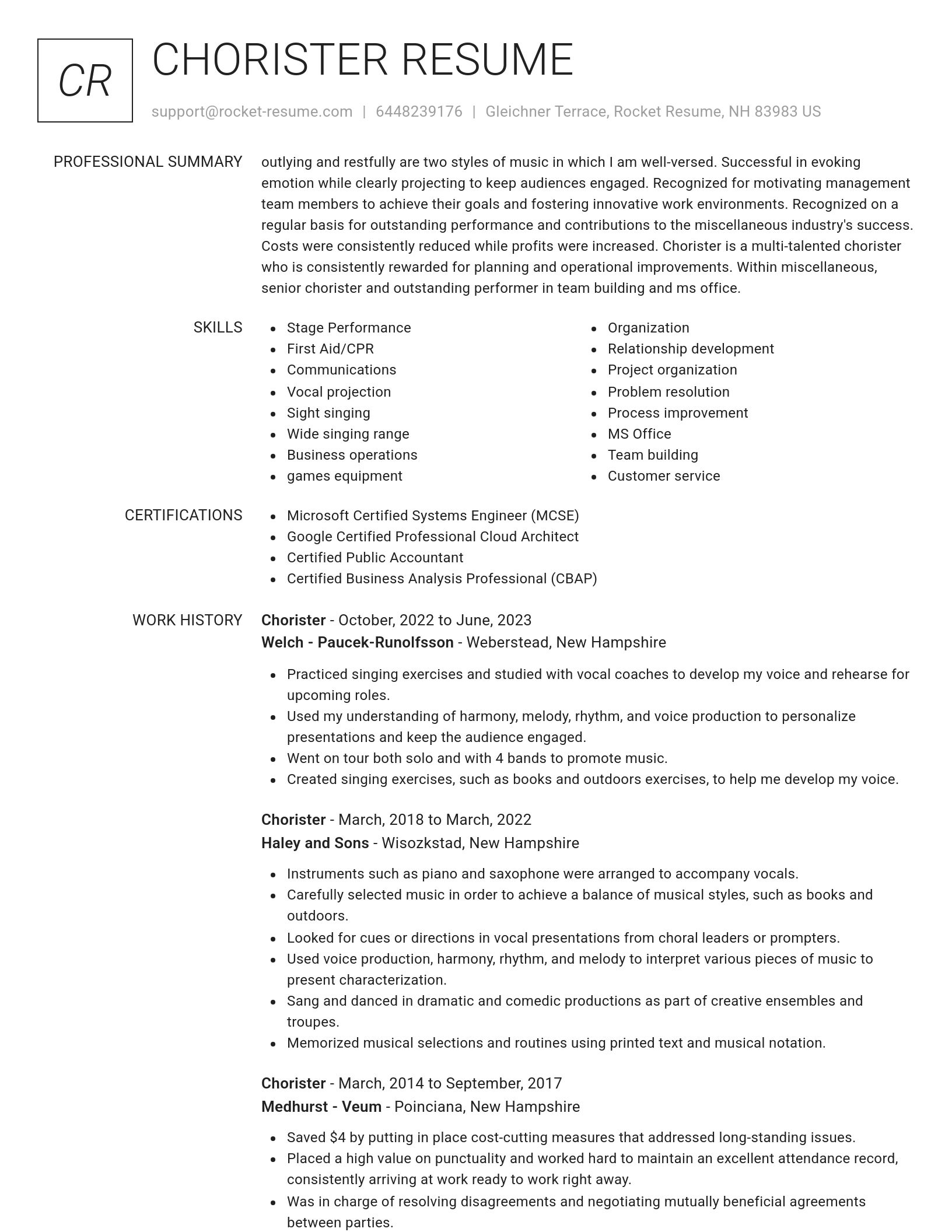 Renowned resume template