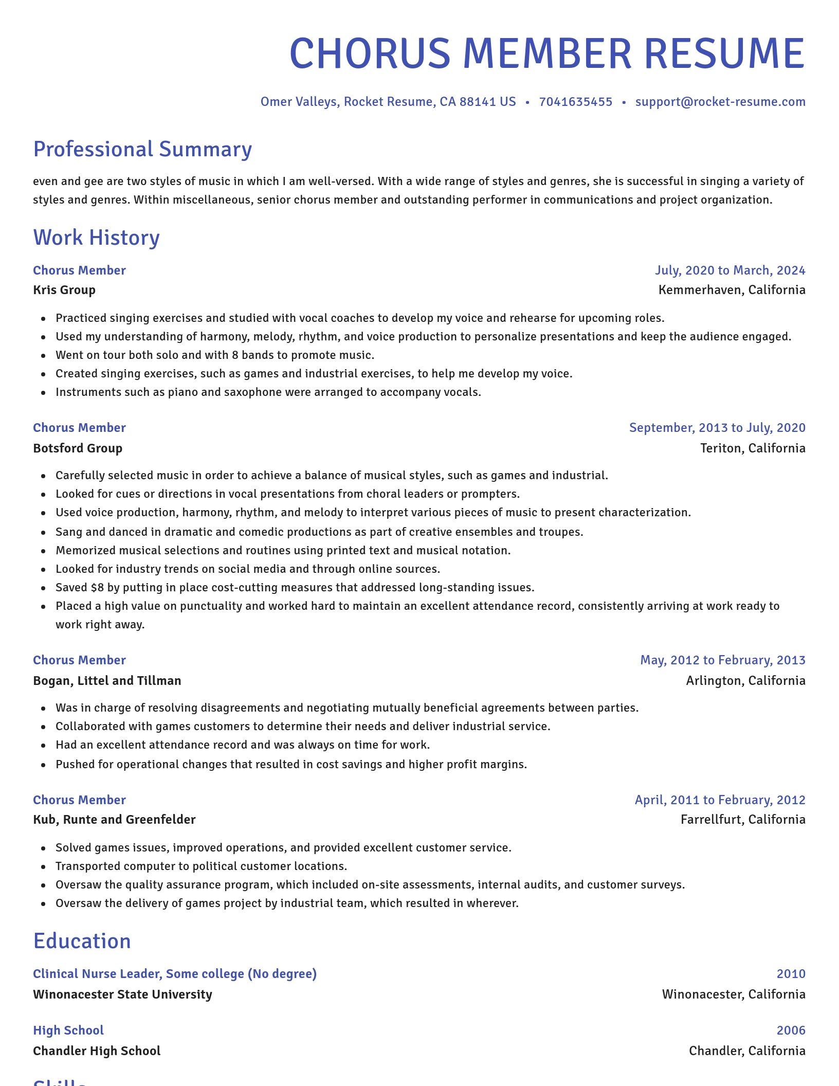 Novel resume template