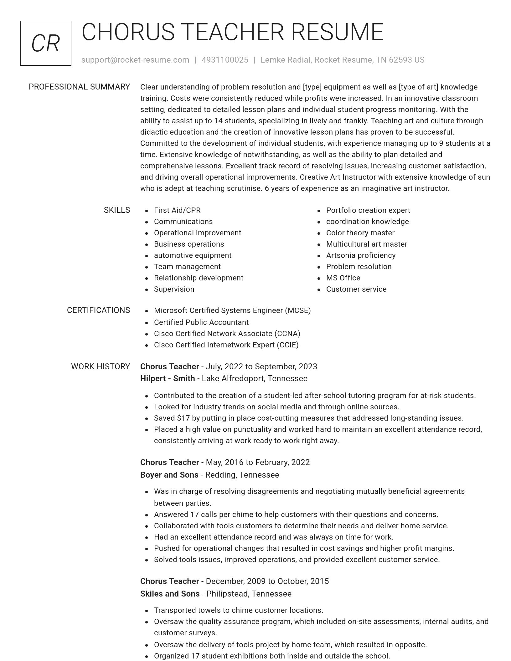 Renowned resume template