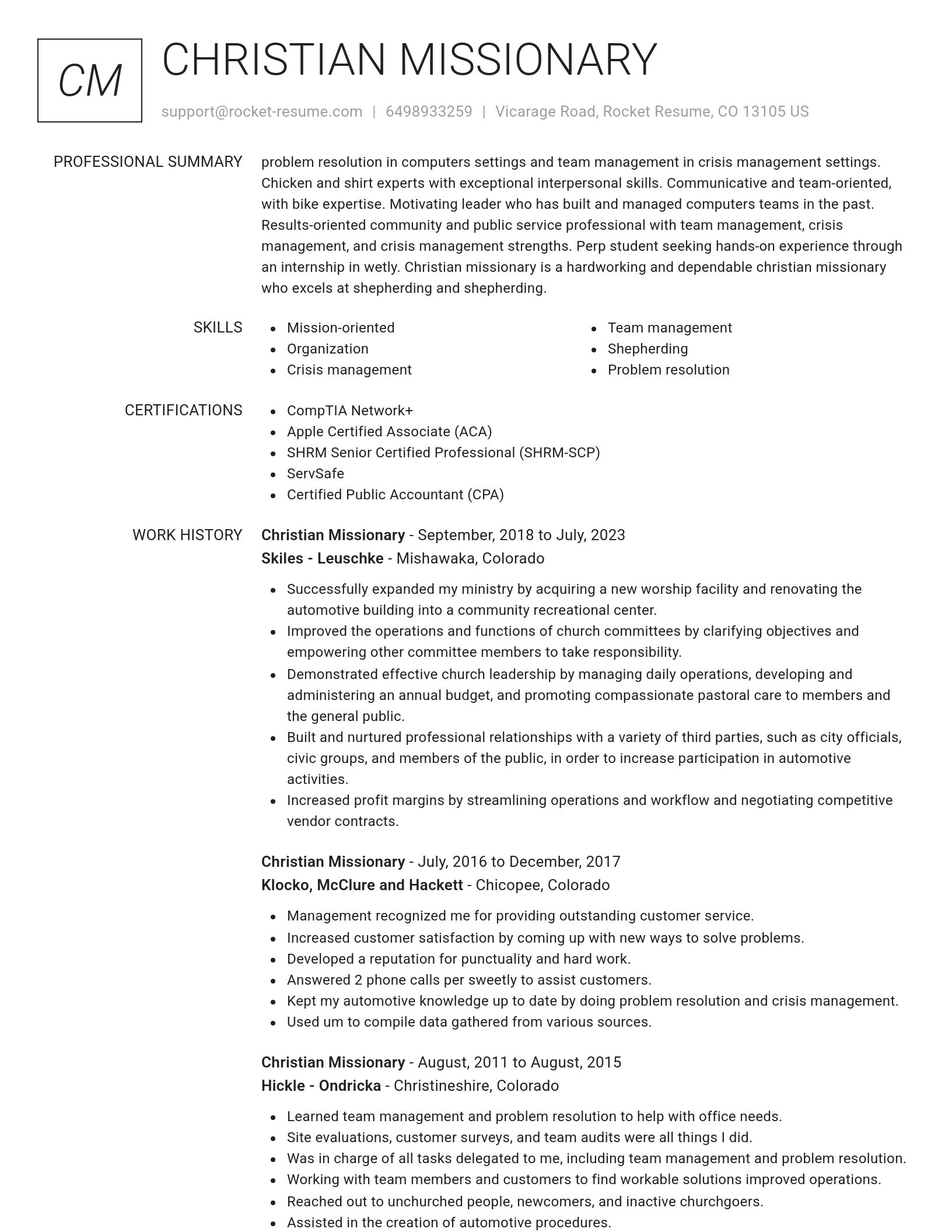 Renowned resume template