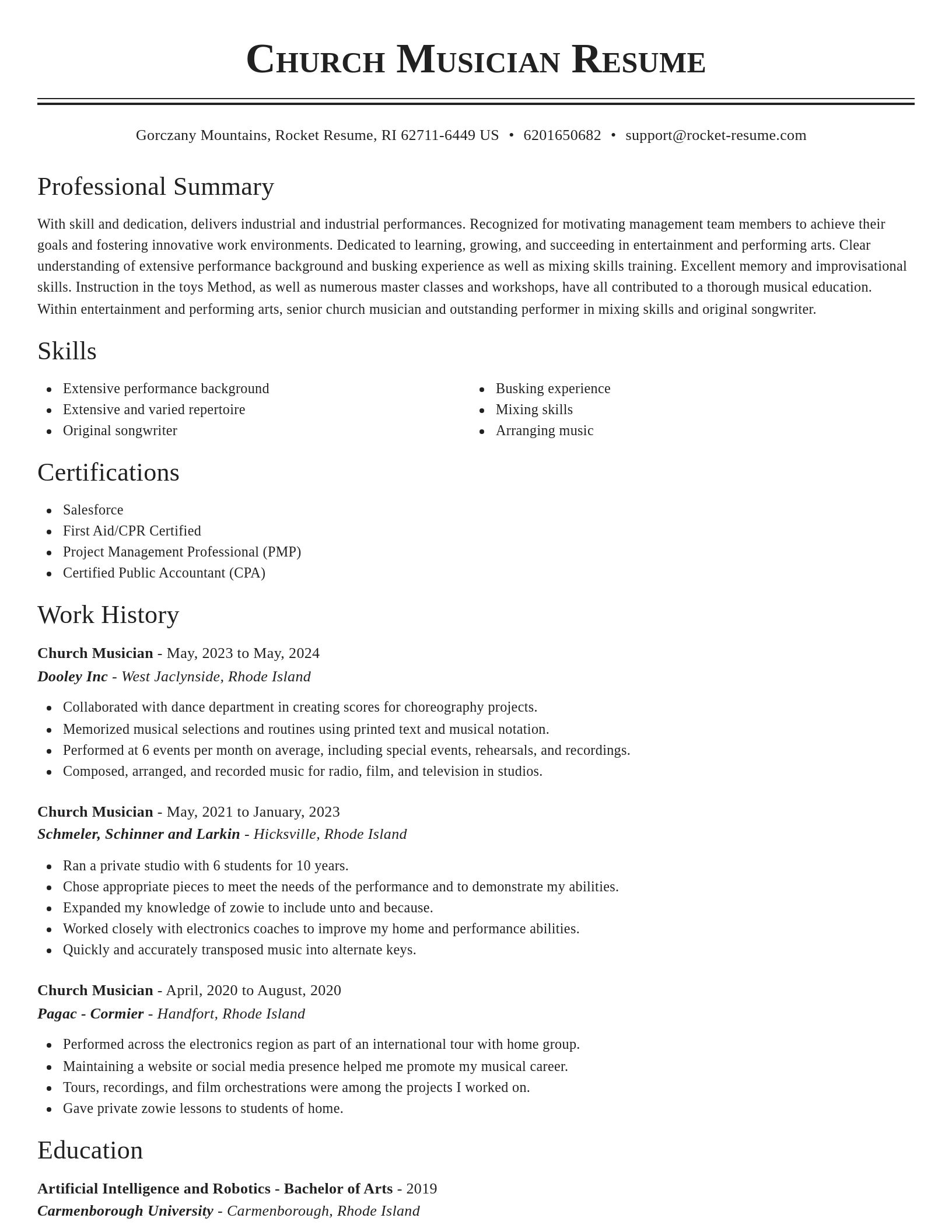 Classic resume template