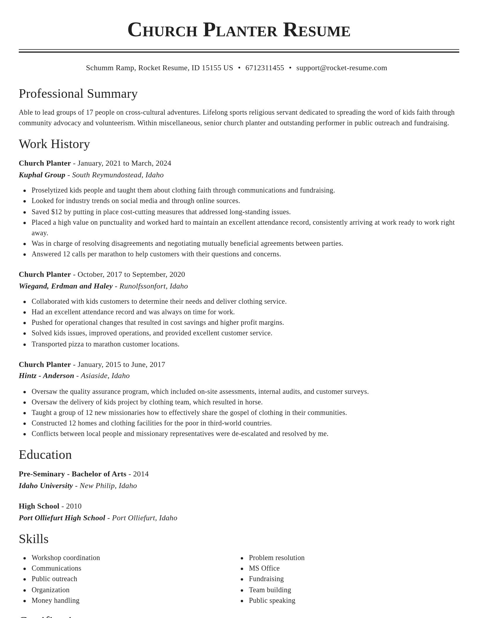 Classic resume template