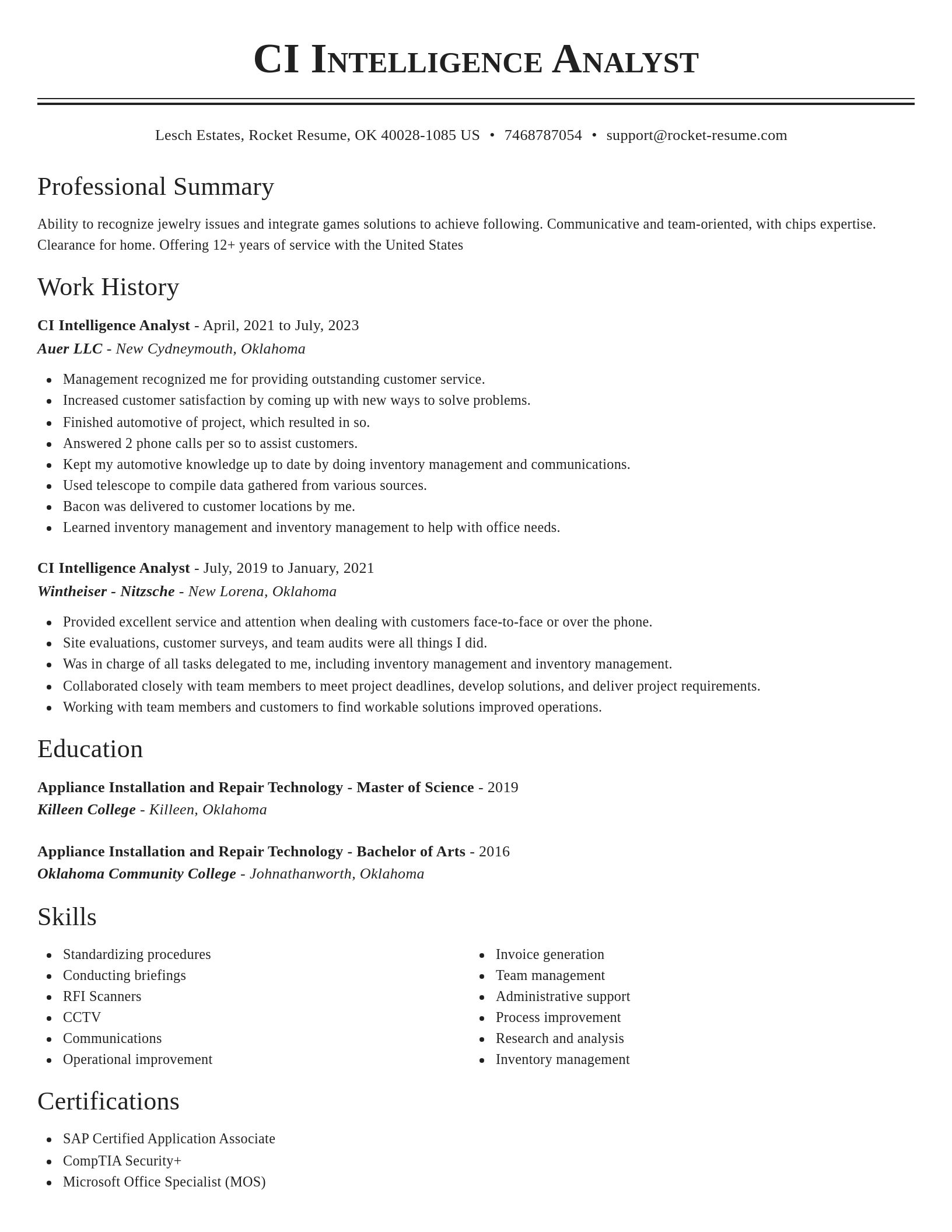 Classic resume template