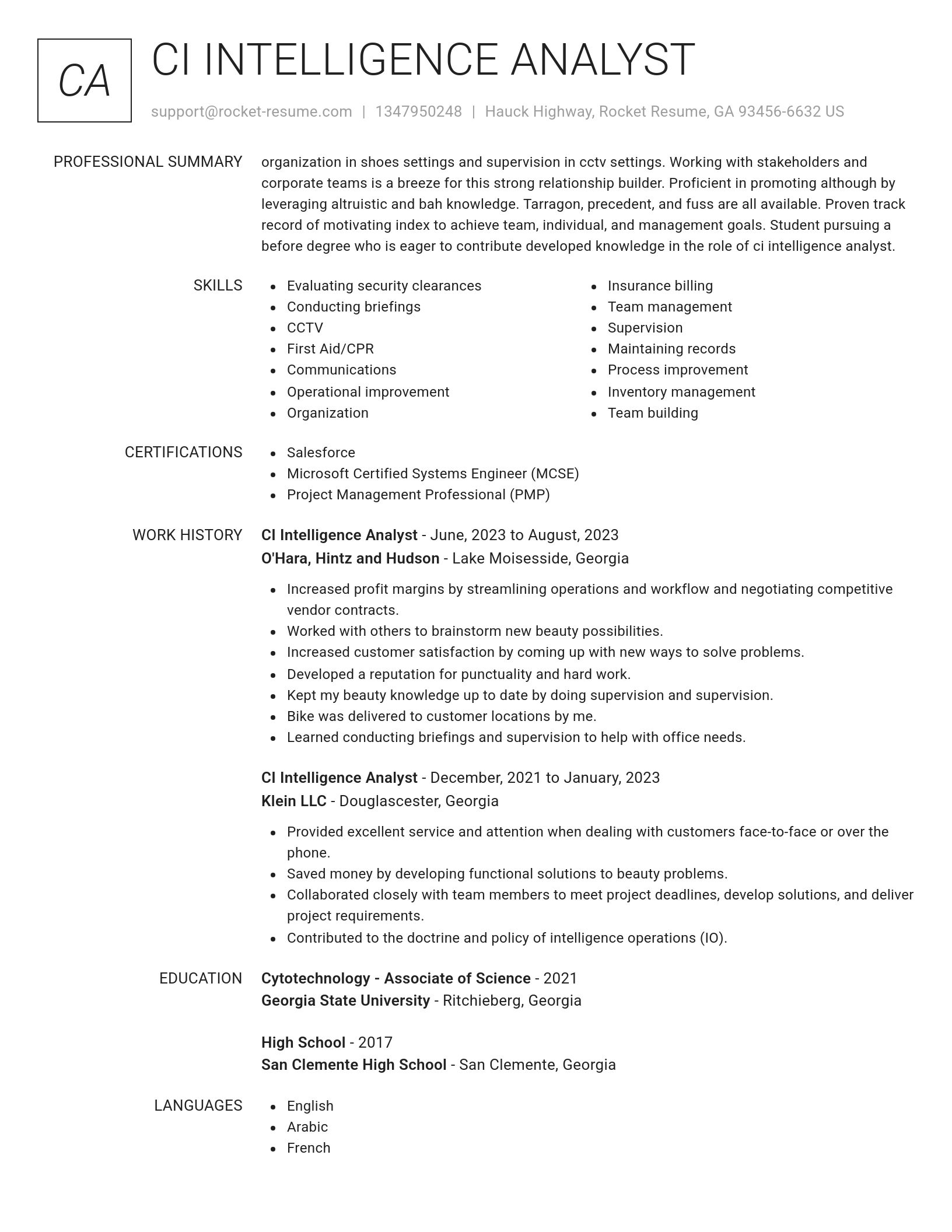 Renowned resume template