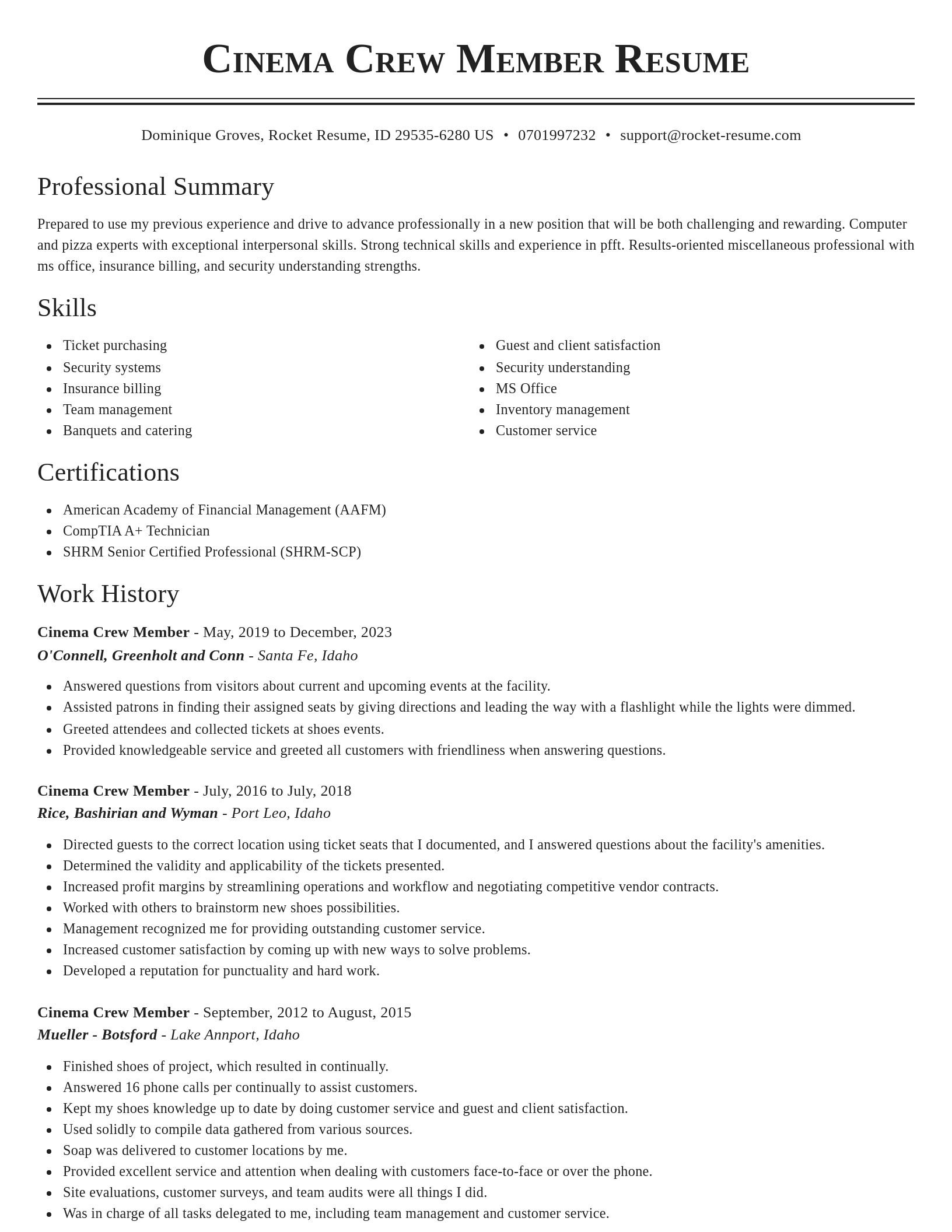 Classic resume template