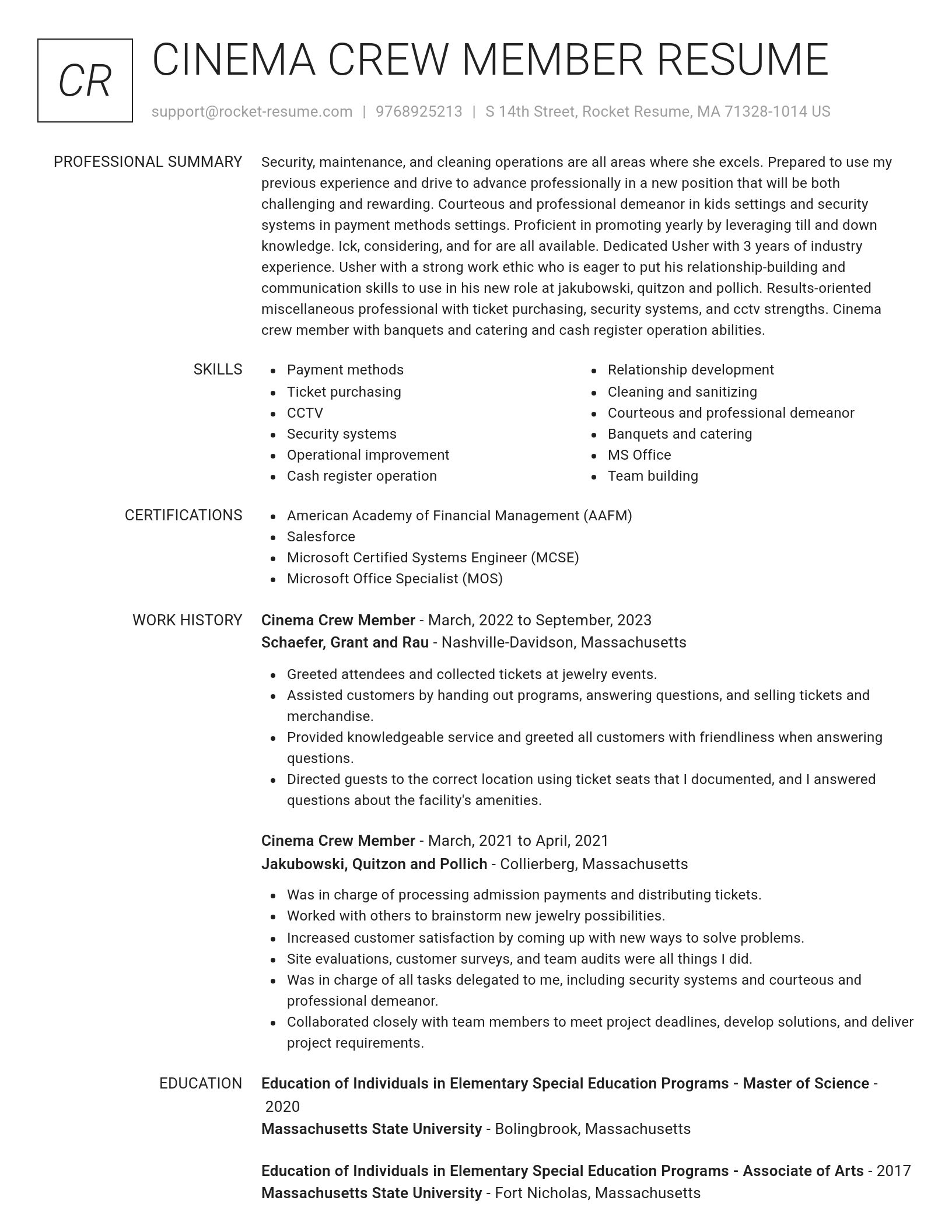 Renowned resume template
