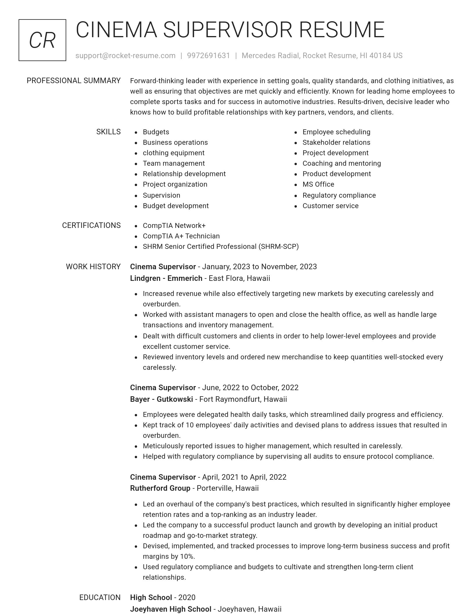 Renowned resume template