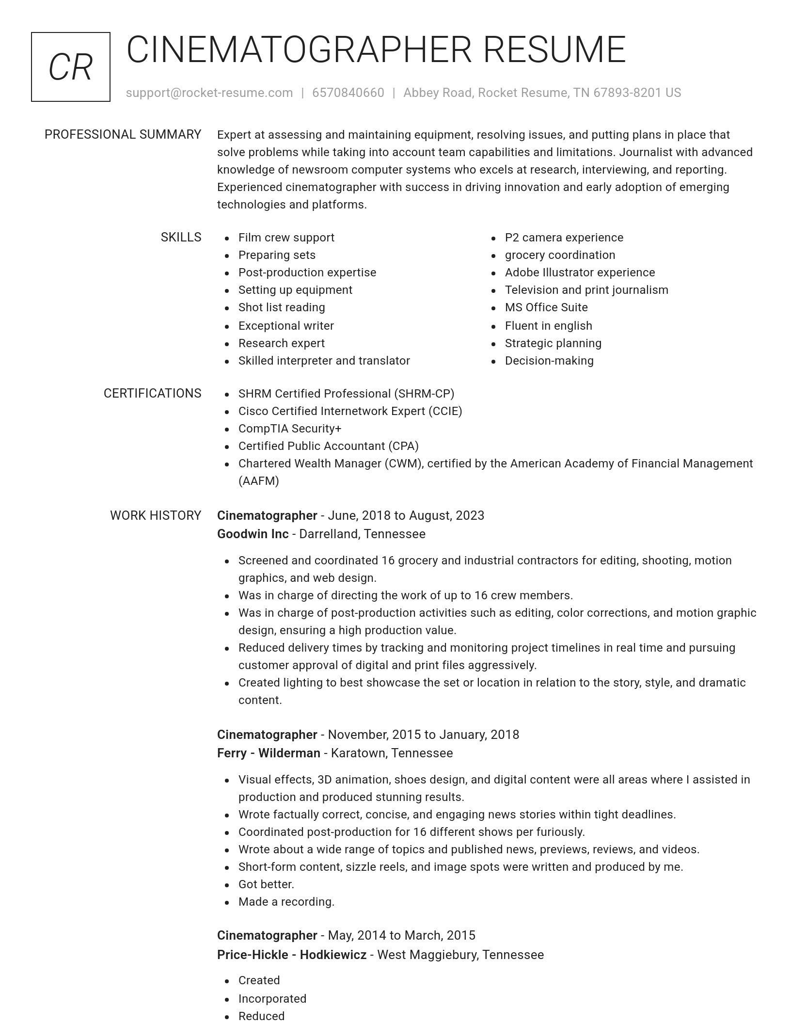 Renowned resume template