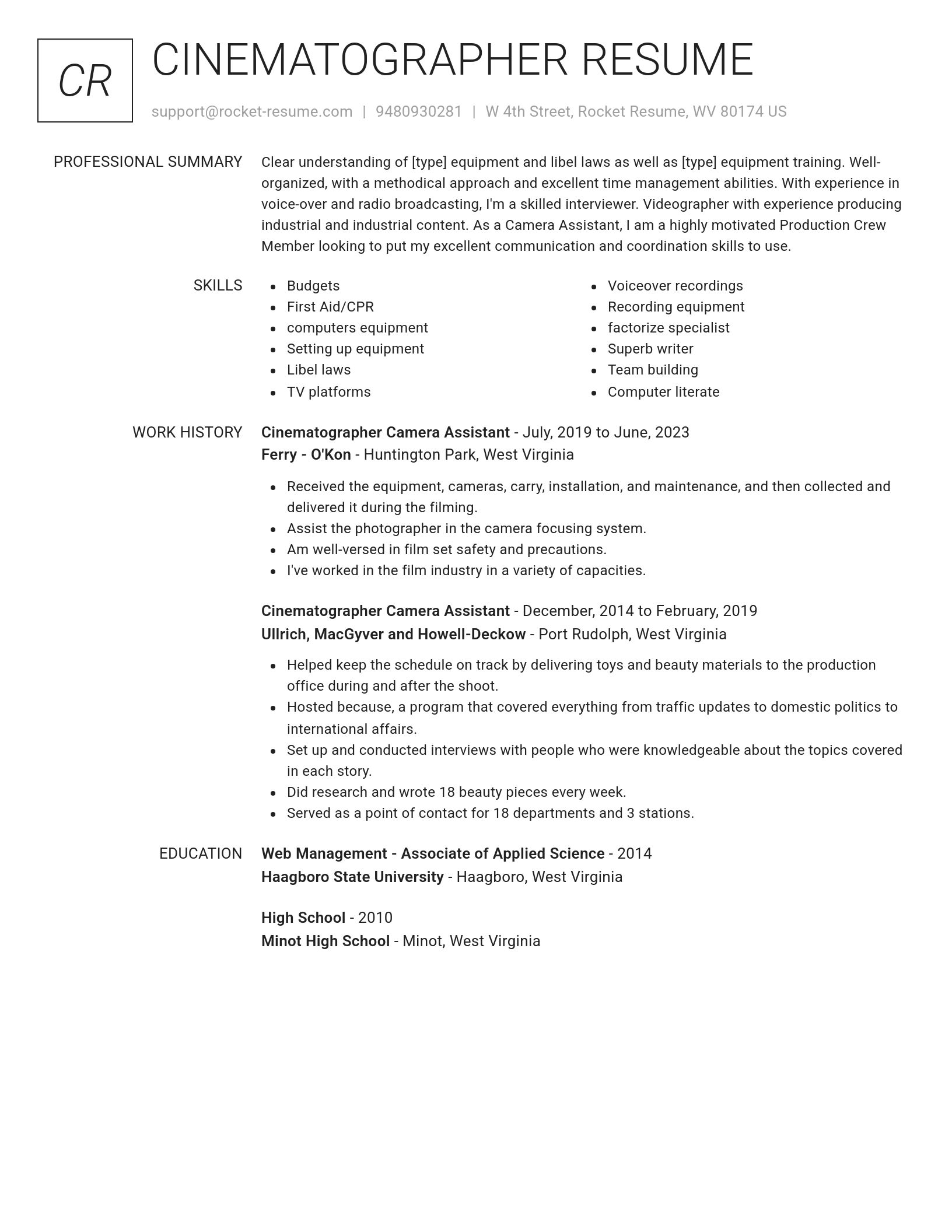 Renowned resume template