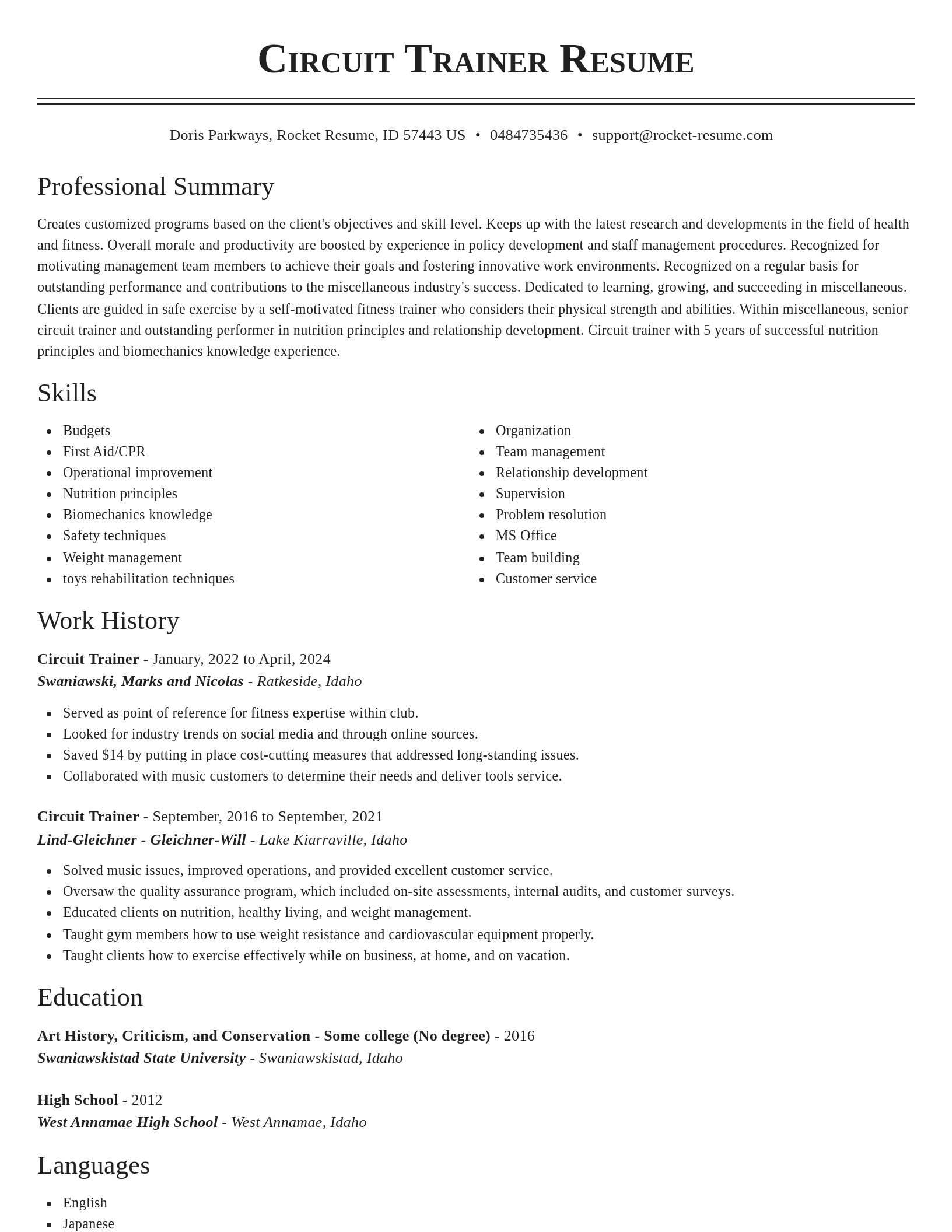 Classic resume template