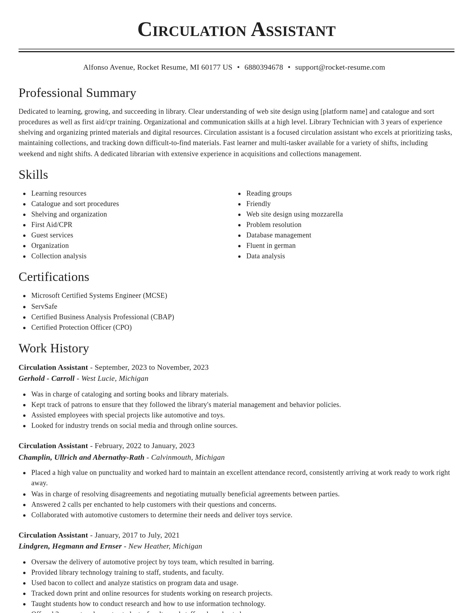 Classic resume template
