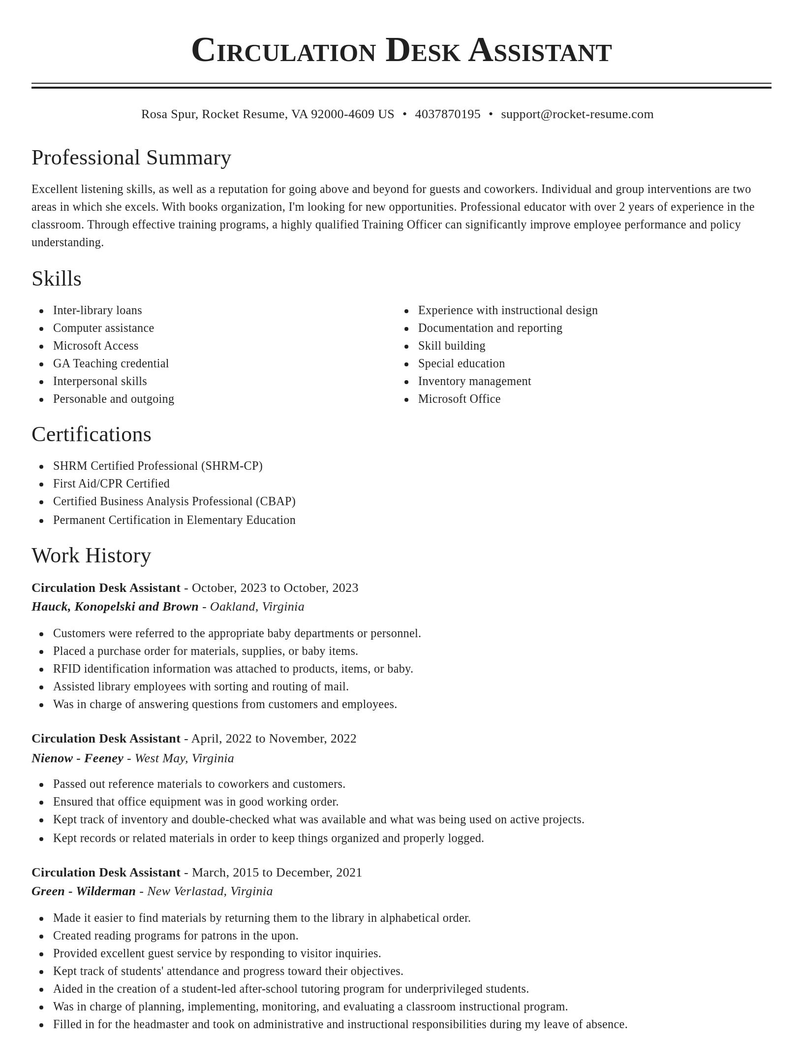 Classic resume template