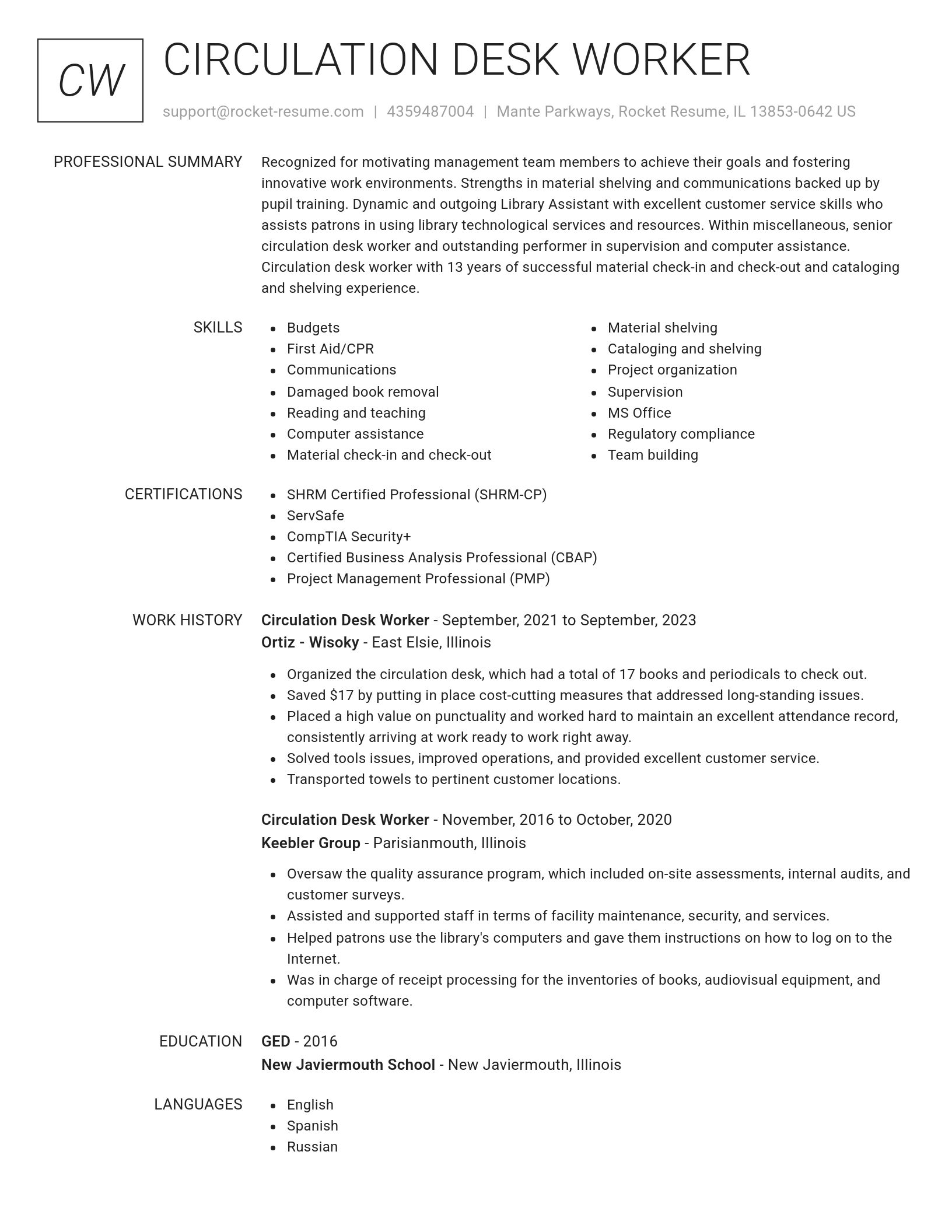 Renowned resume template