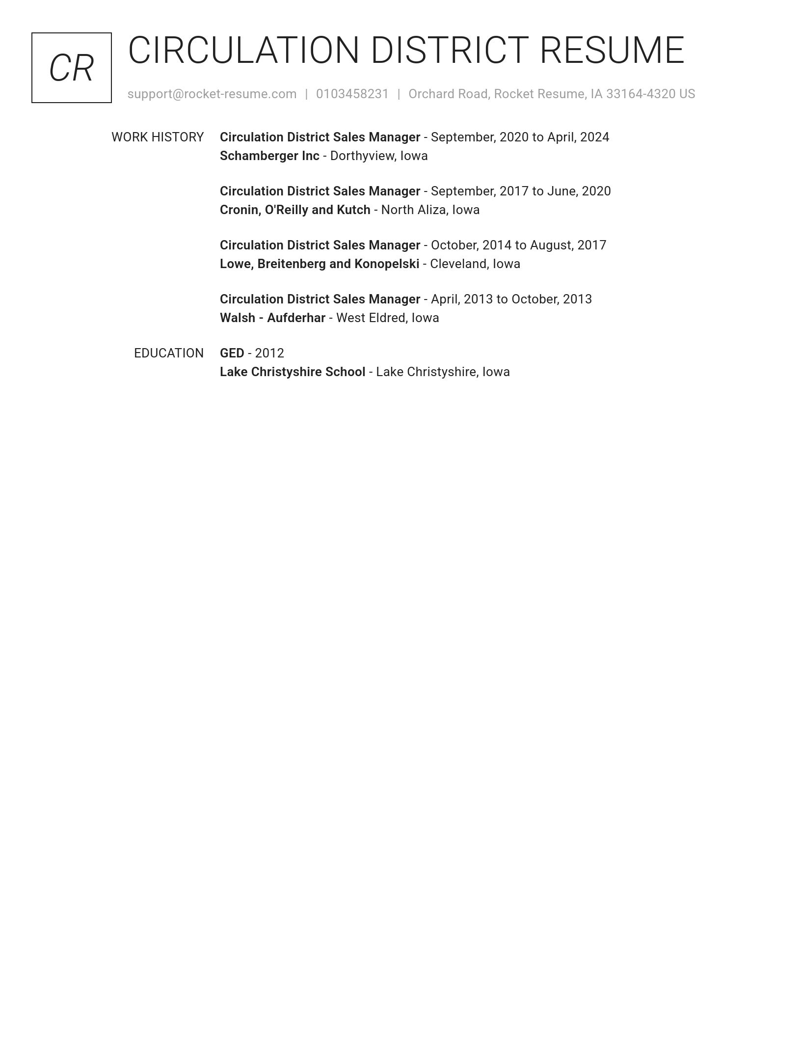 Renowned resume template