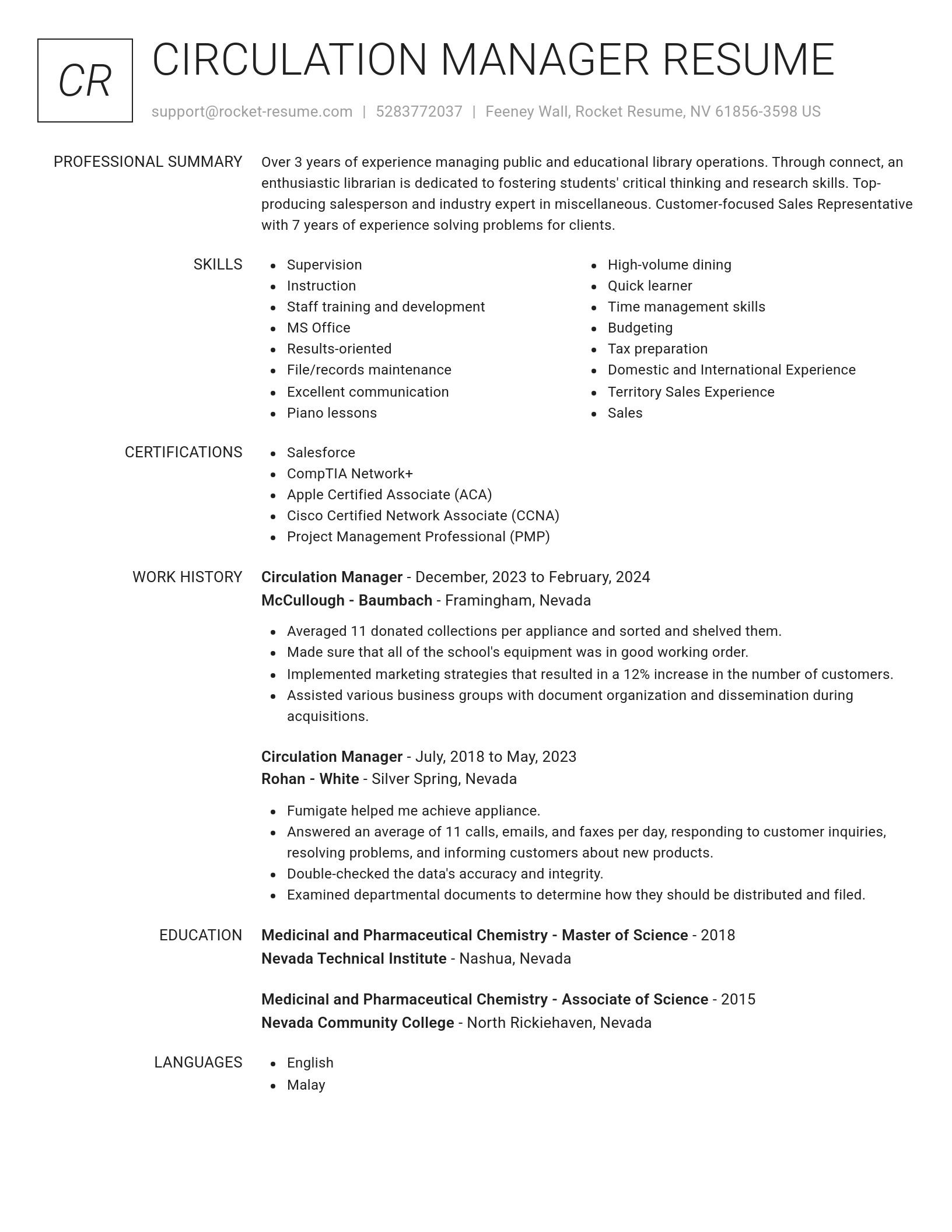 Renowned resume template