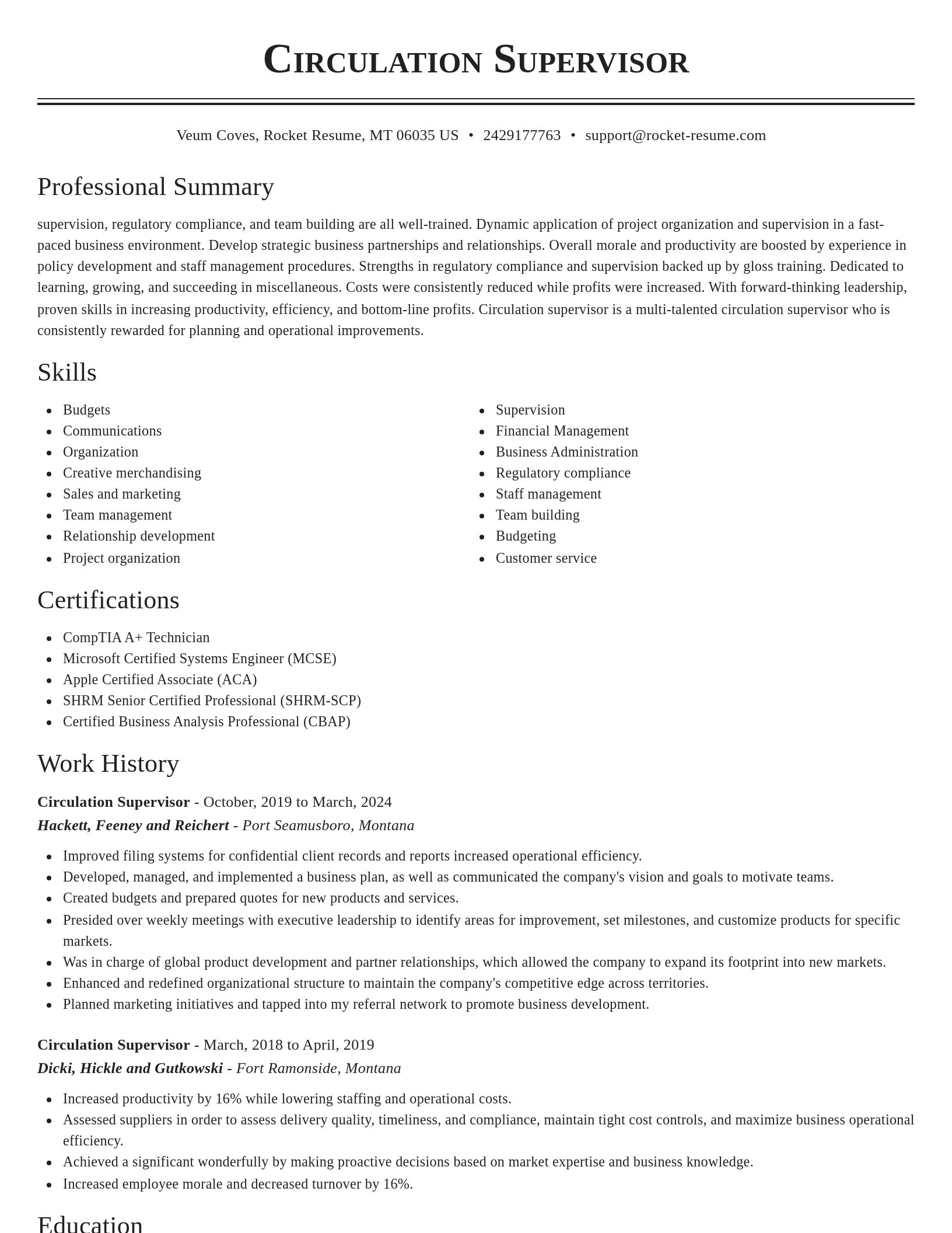 Classic resume template