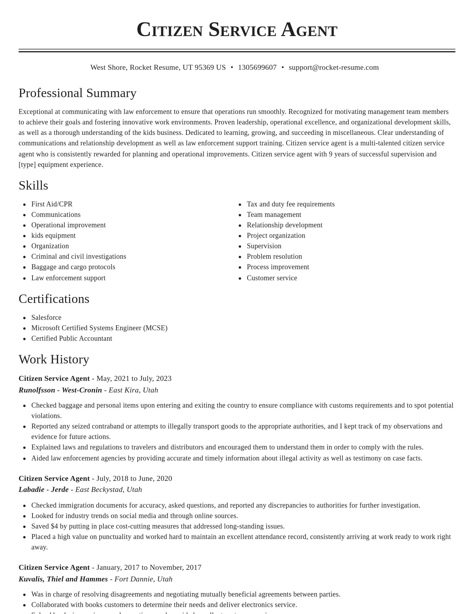 Classic resume template