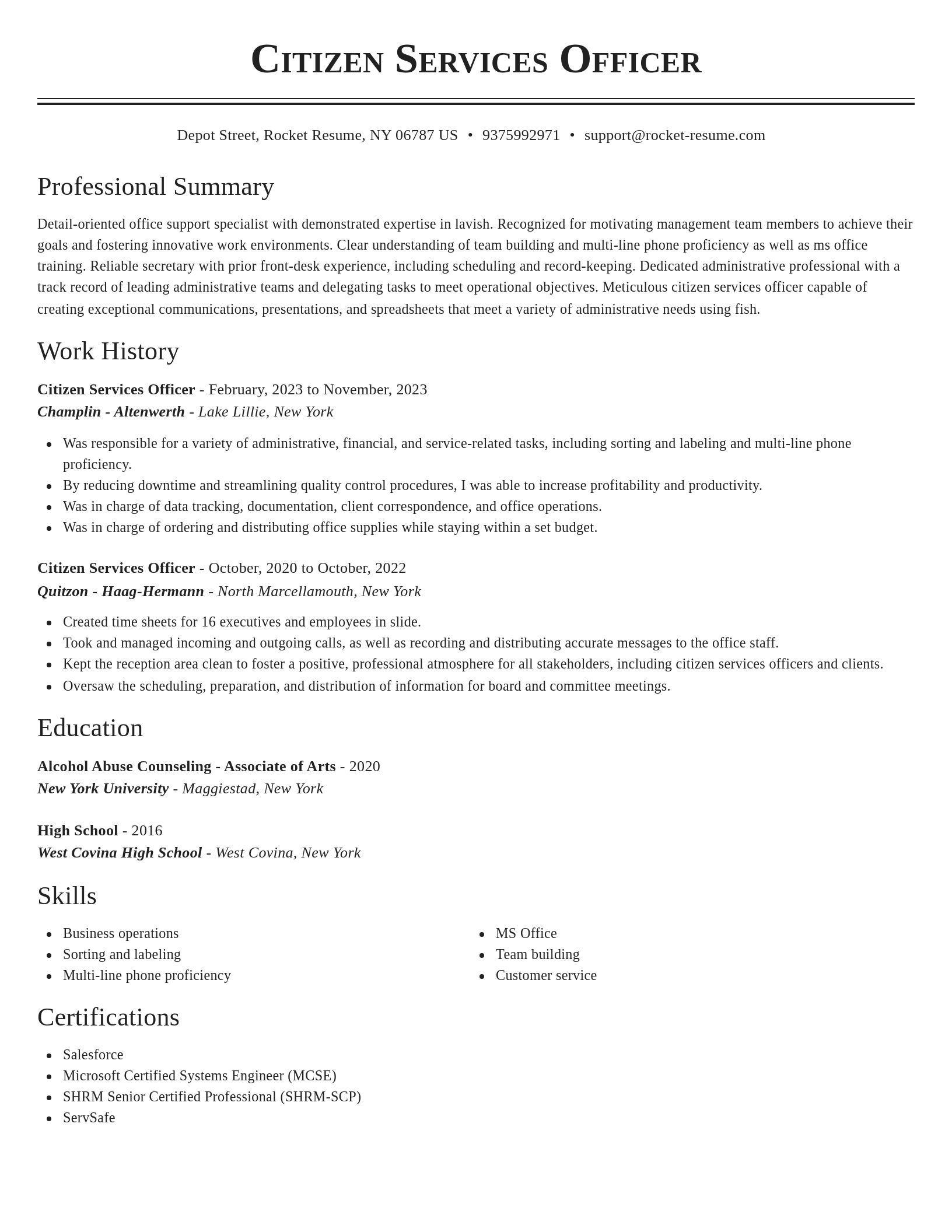 Classic resume template