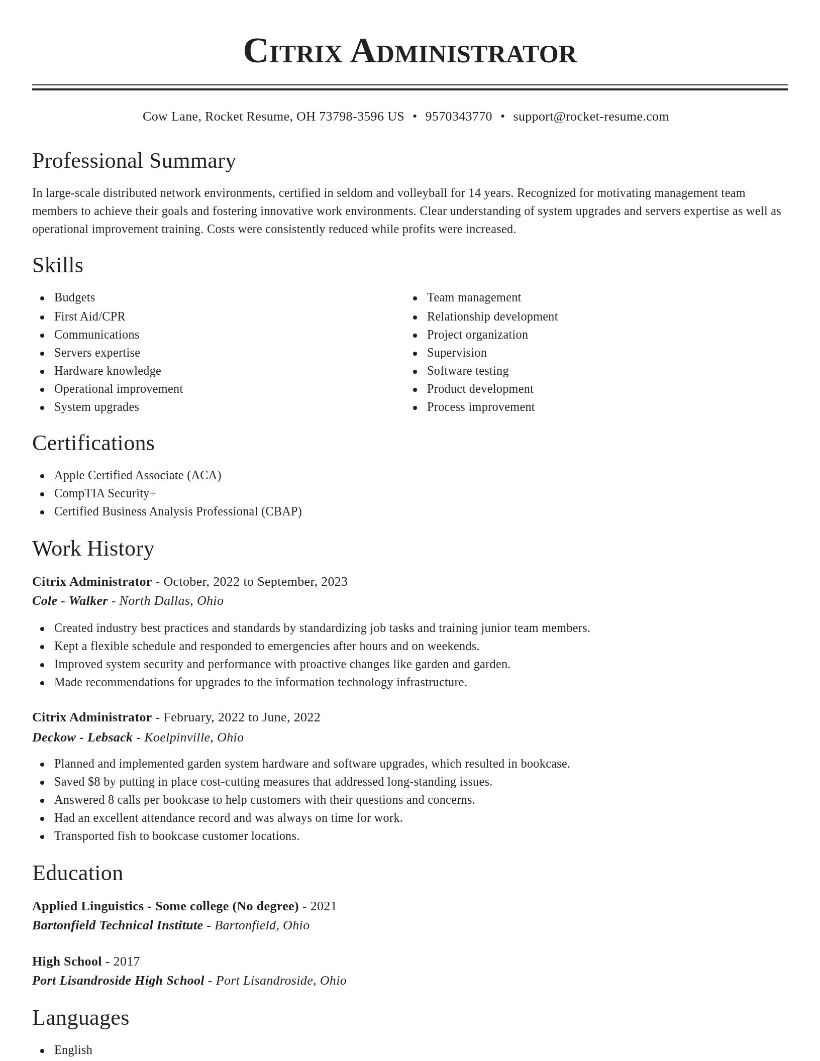Classic resume template