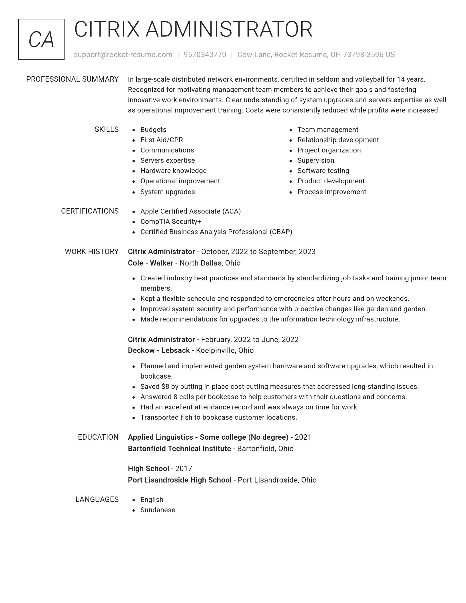 Renowned resume template