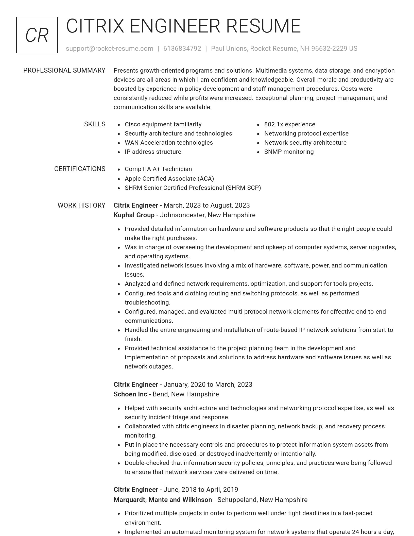 Renowned resume template