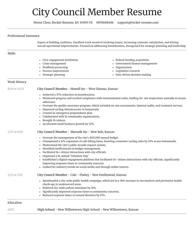 Dignified resume template