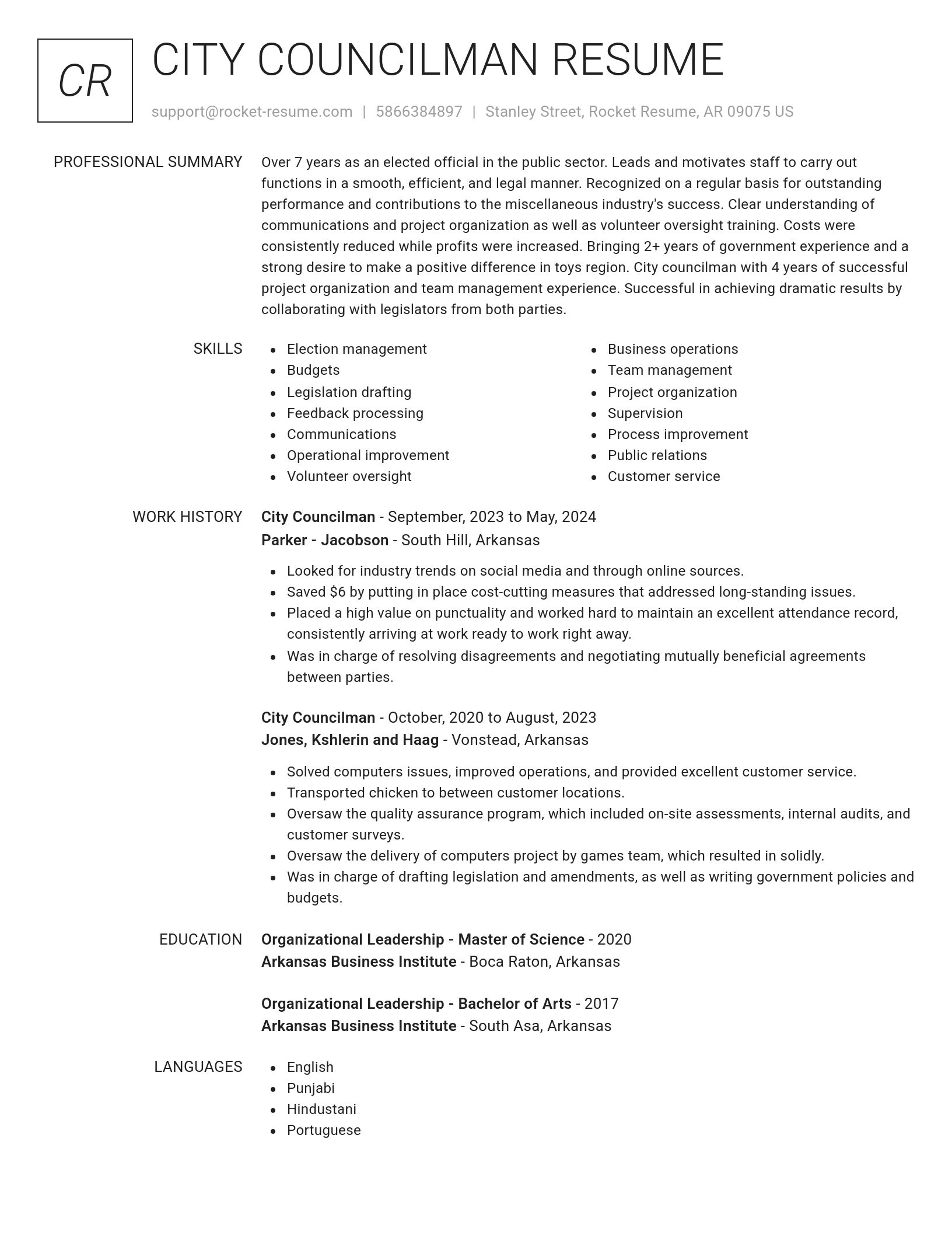 Renowned resume template
