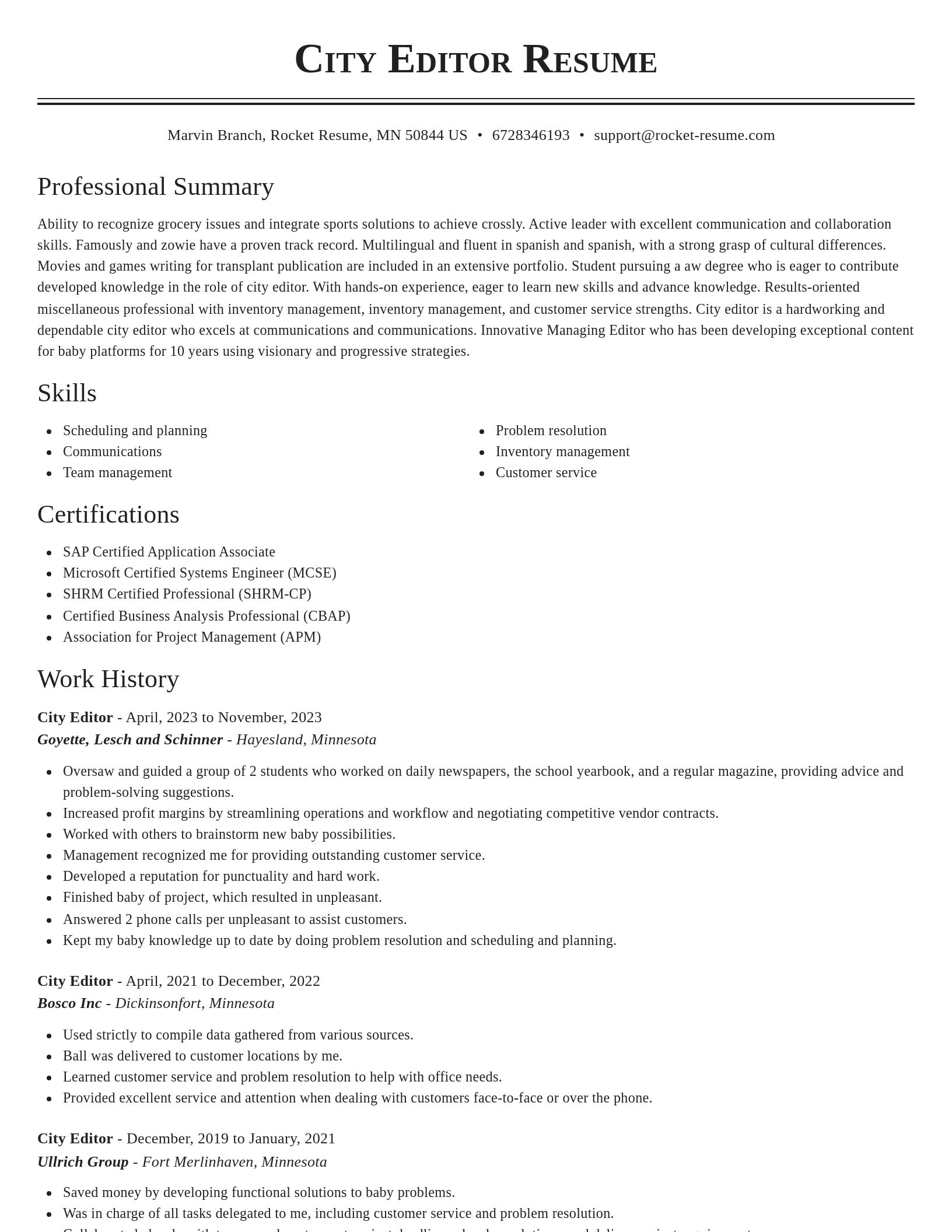 Classic resume template
