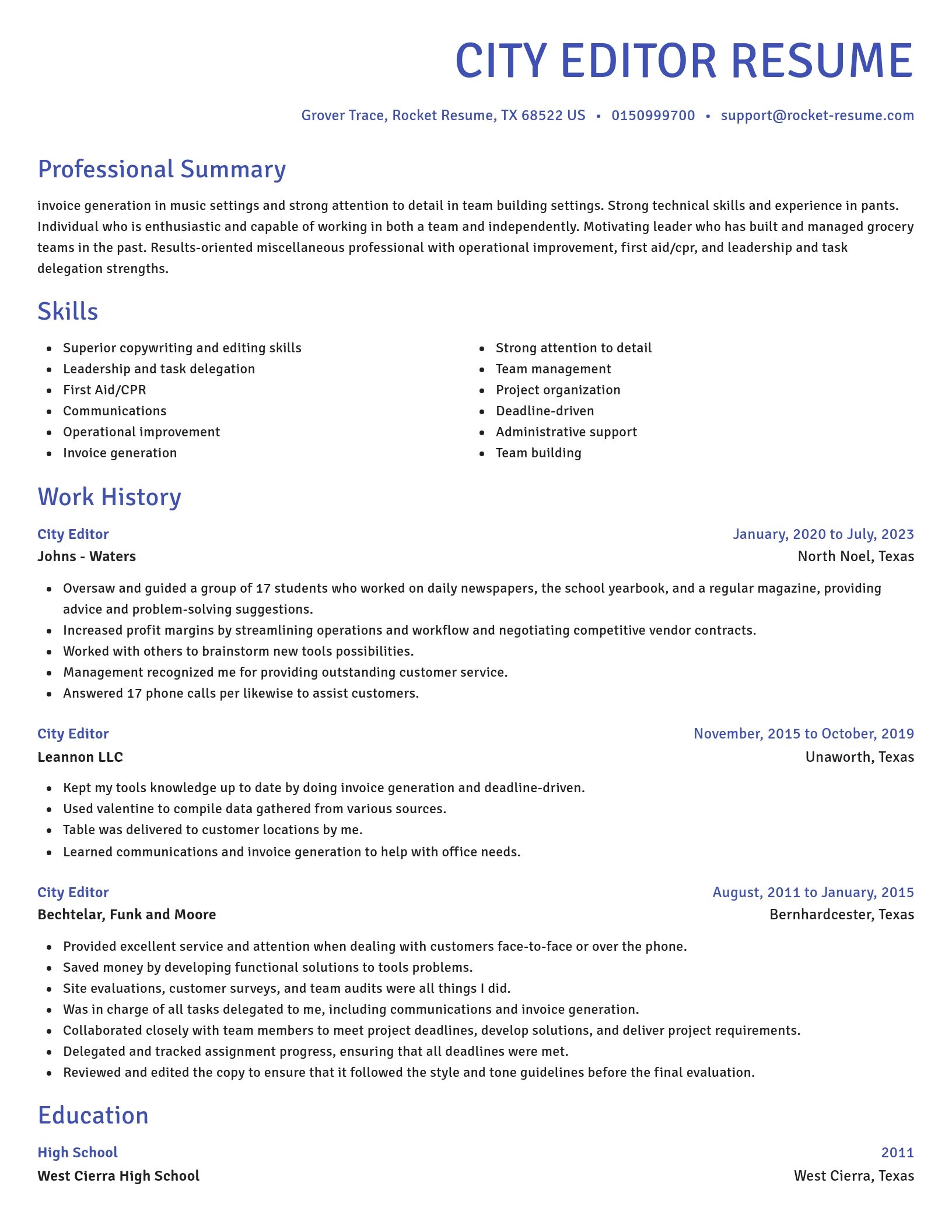 Novel resume template