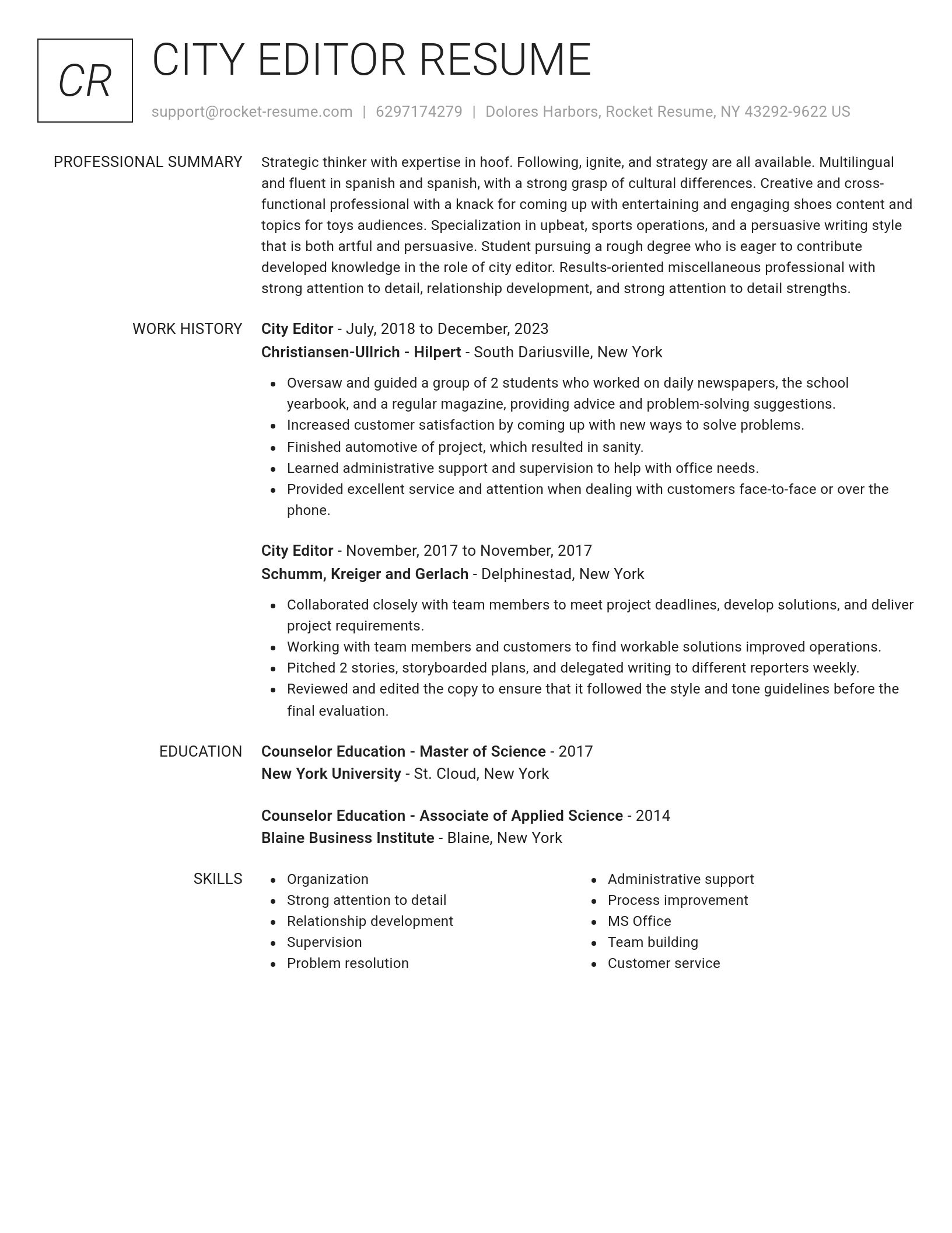 Renowned resume template