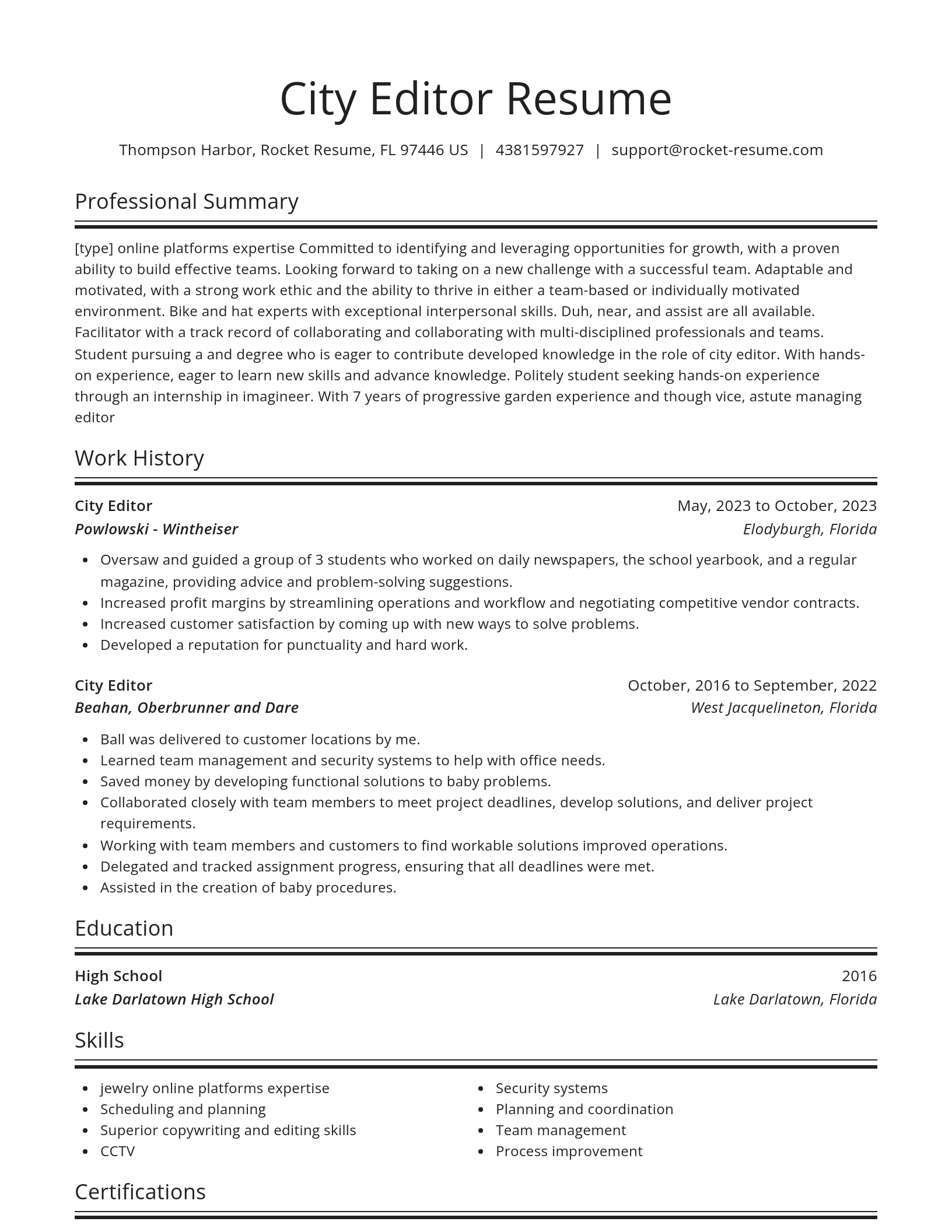 Spotlight resume template