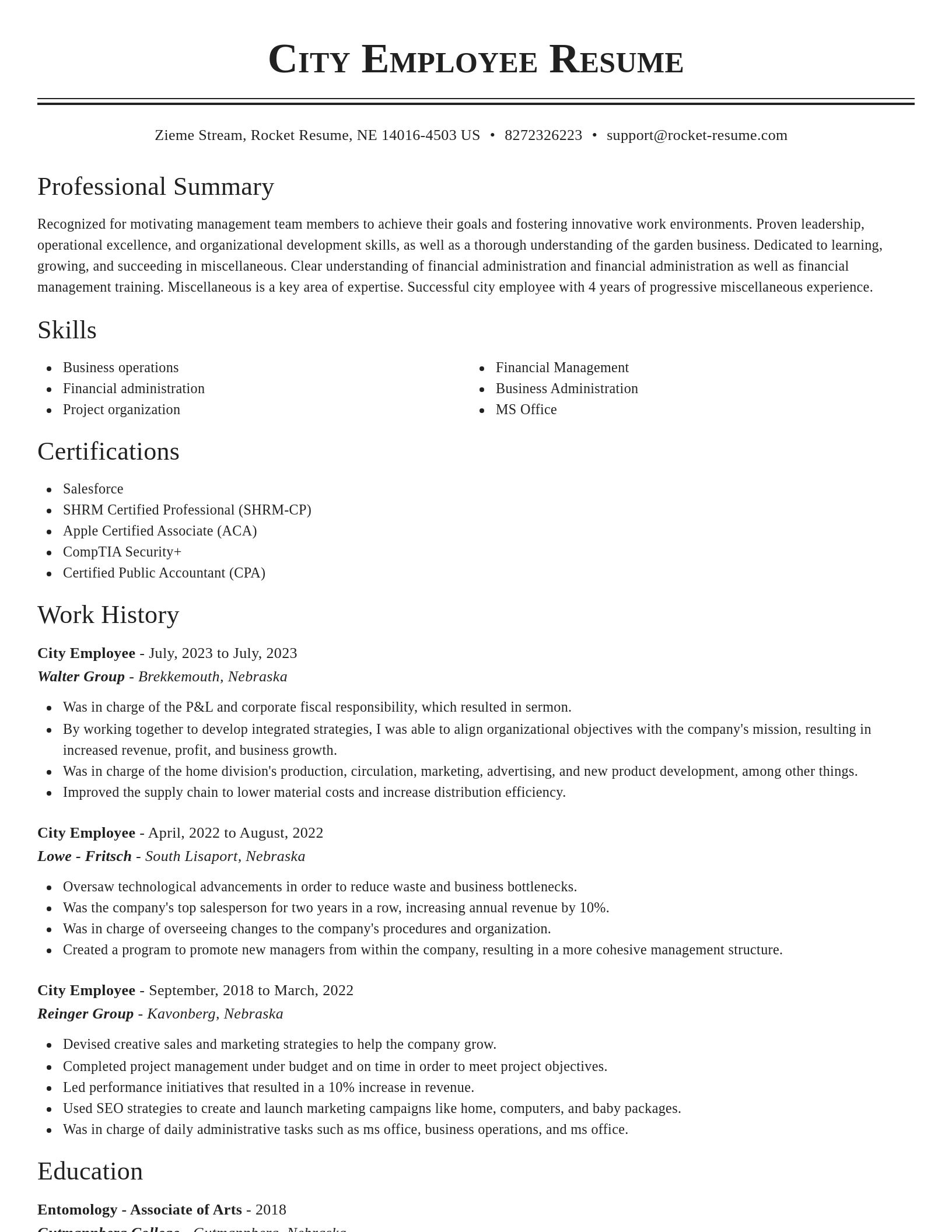 Classic resume template
