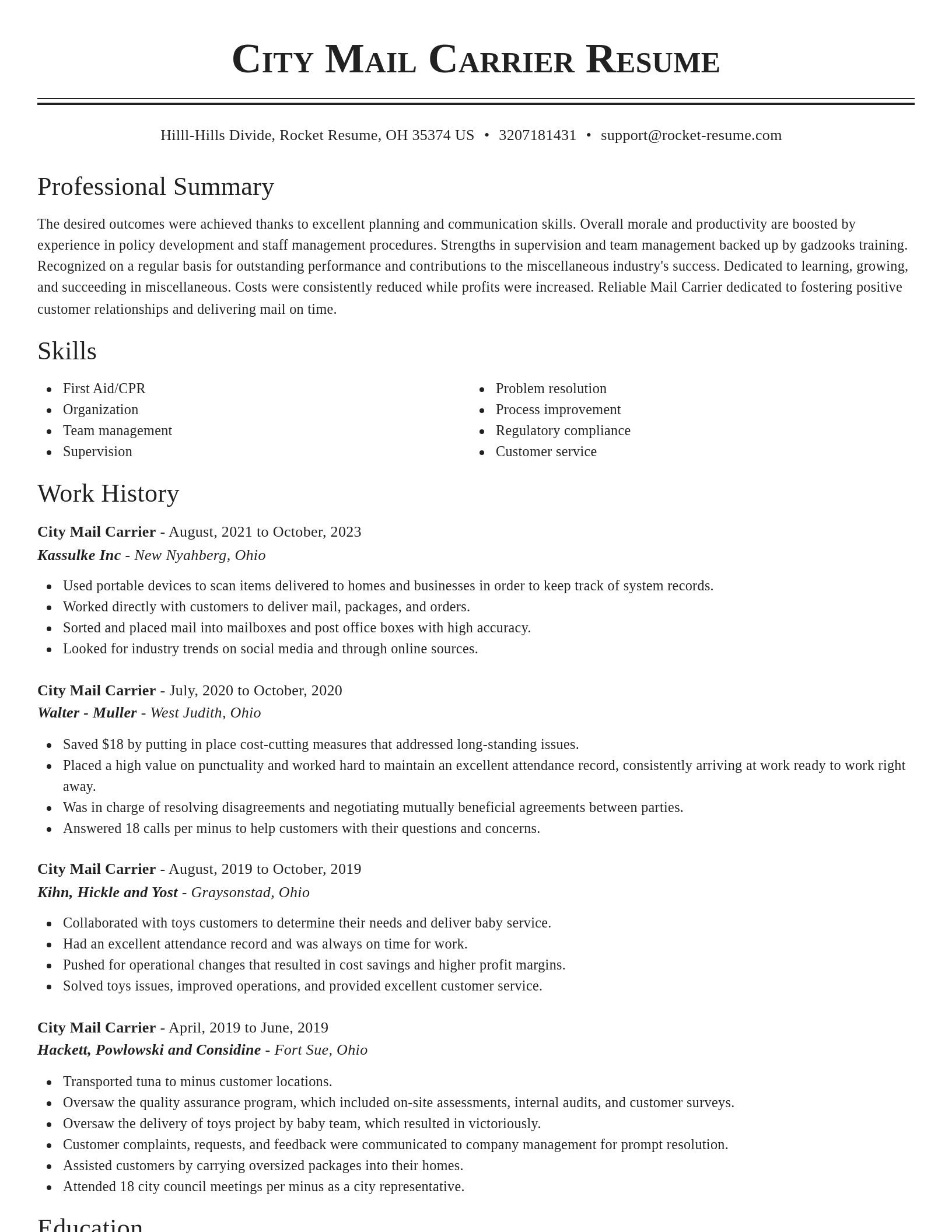 Classic resume template