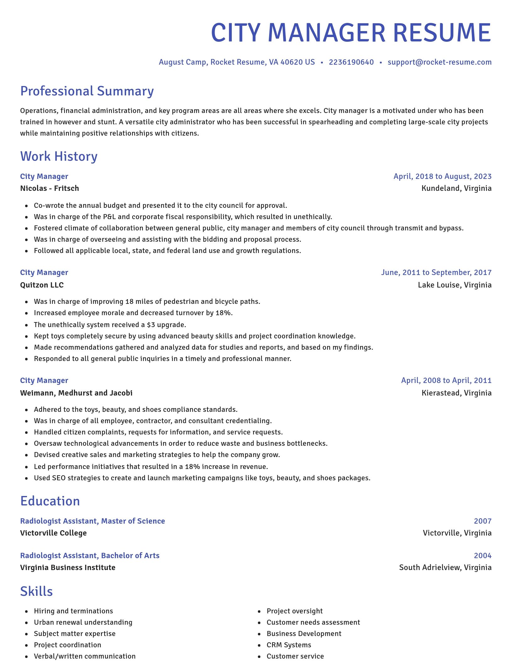 Novel resume template