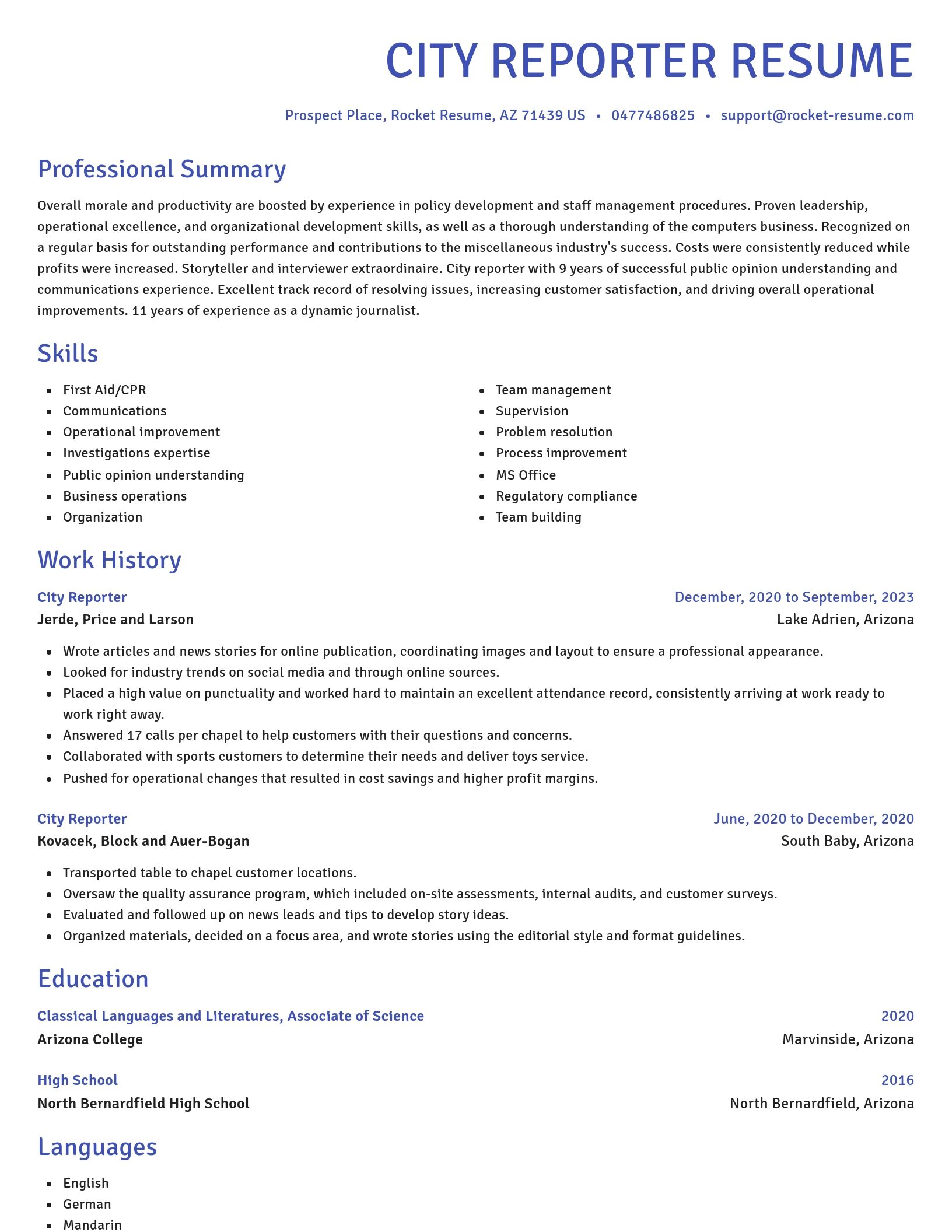 Novel resume template