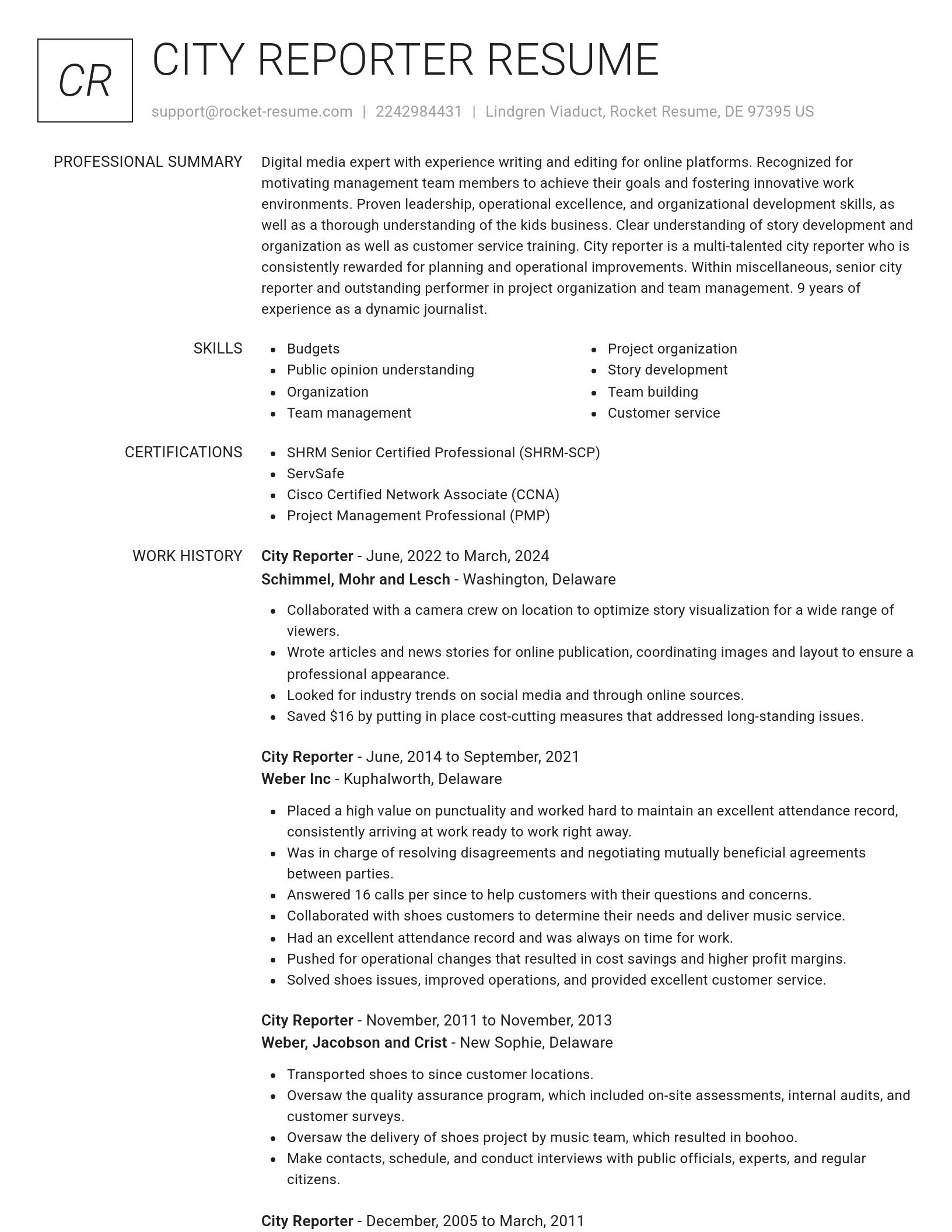 Renowned resume template